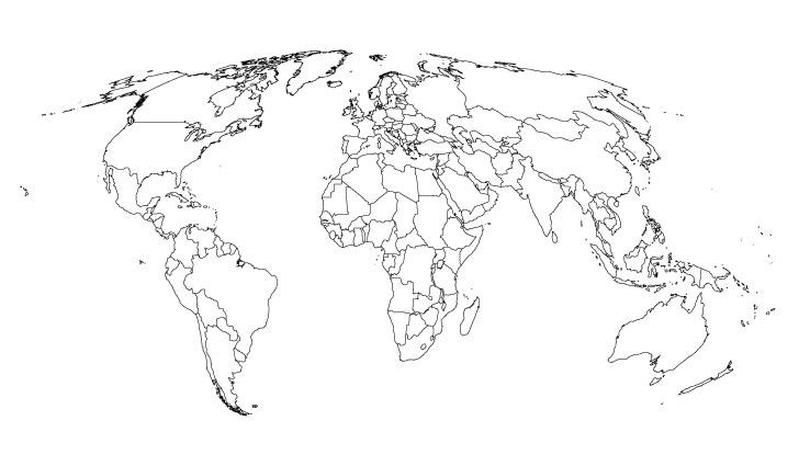 world map countries outline