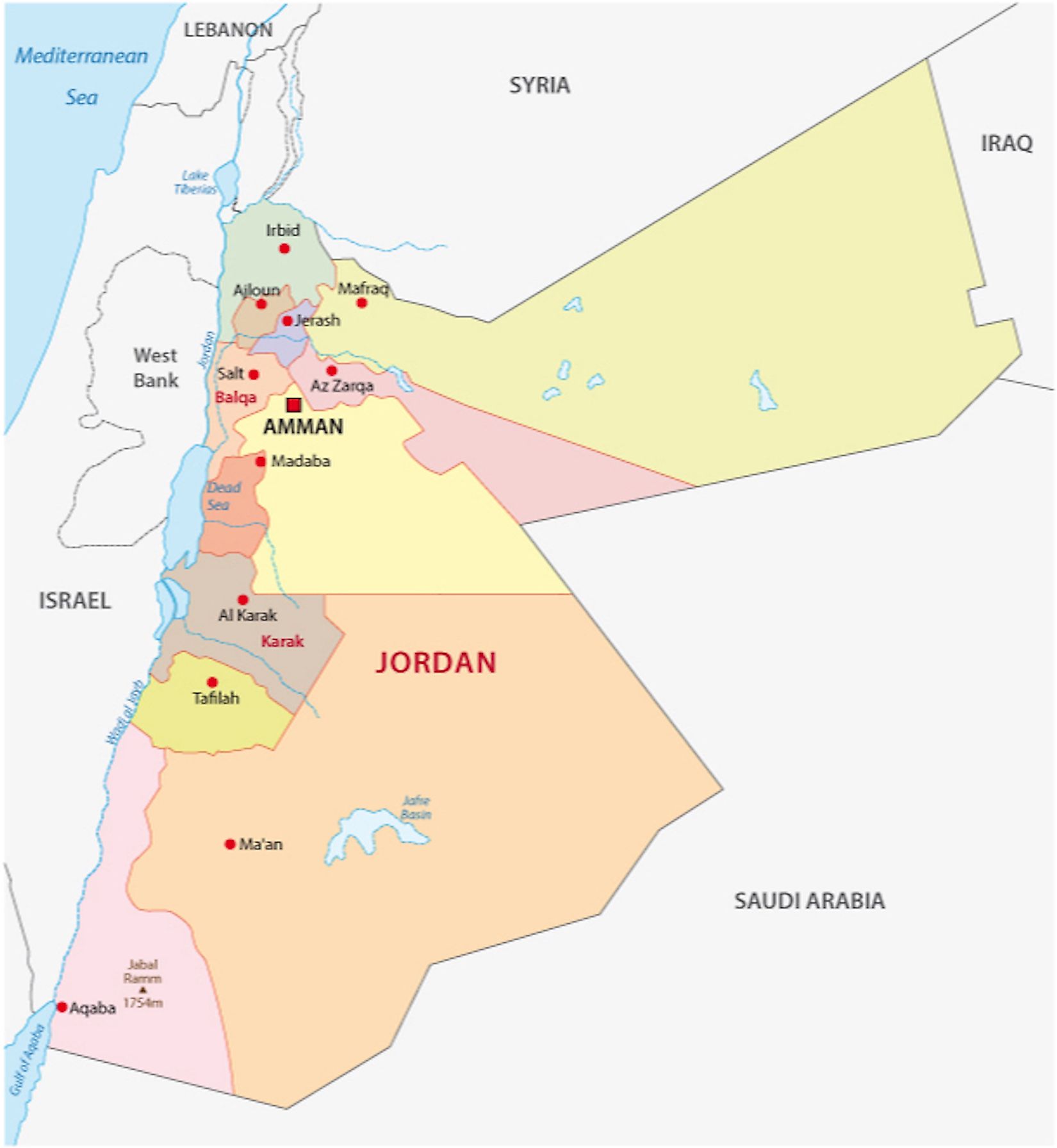 Map Of Jordan Area