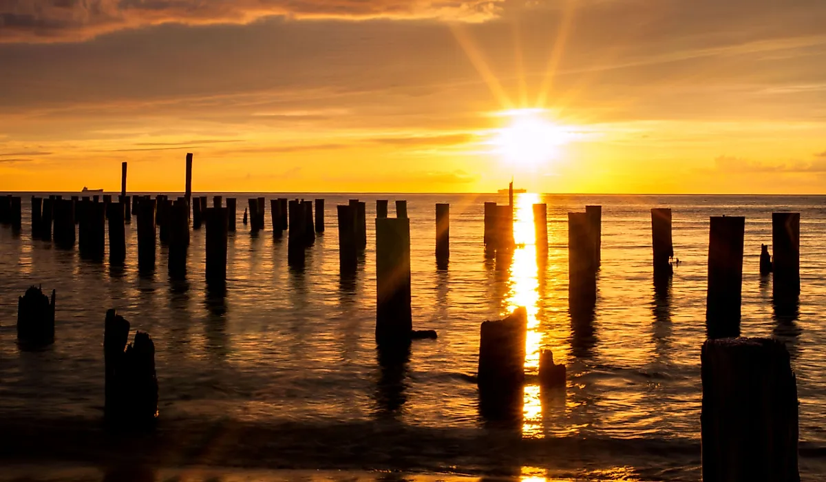 Posts from a former ferry dock at Cape Charles, Virginia, along Chesapeake Bay.