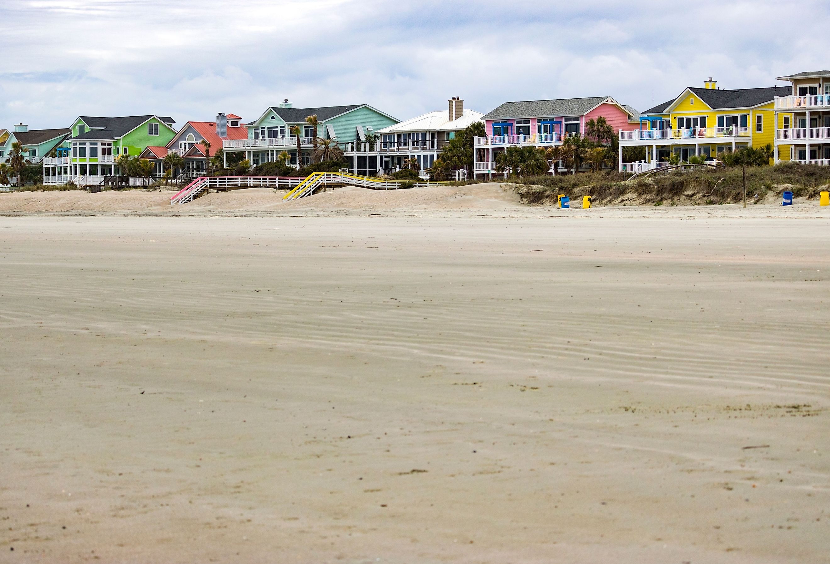 Colorful beach houses on the Isle of Palms, South Carolina.