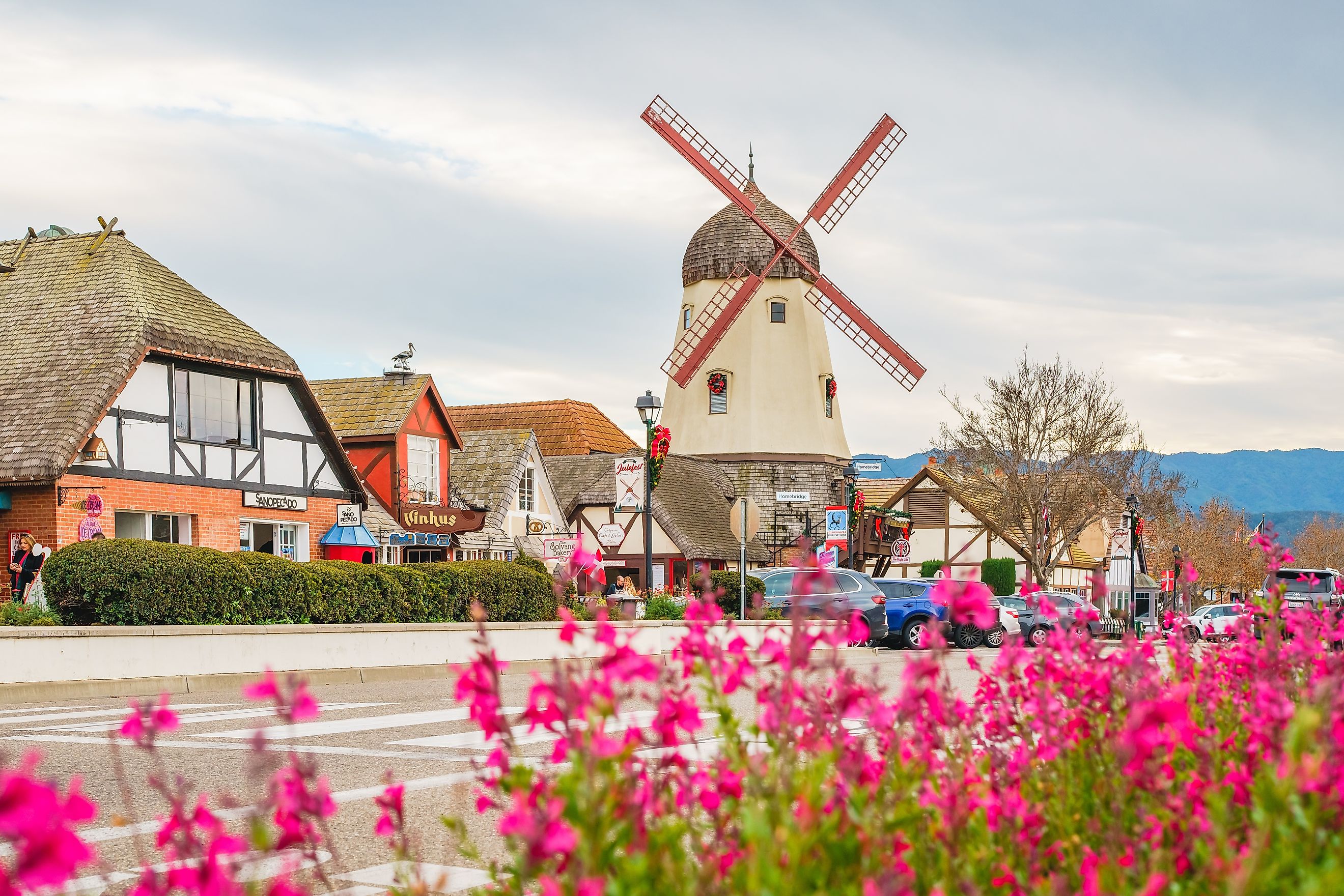 Main Street in Solvang, California. Editorial credit: HannaTor / Shutterstock.com.