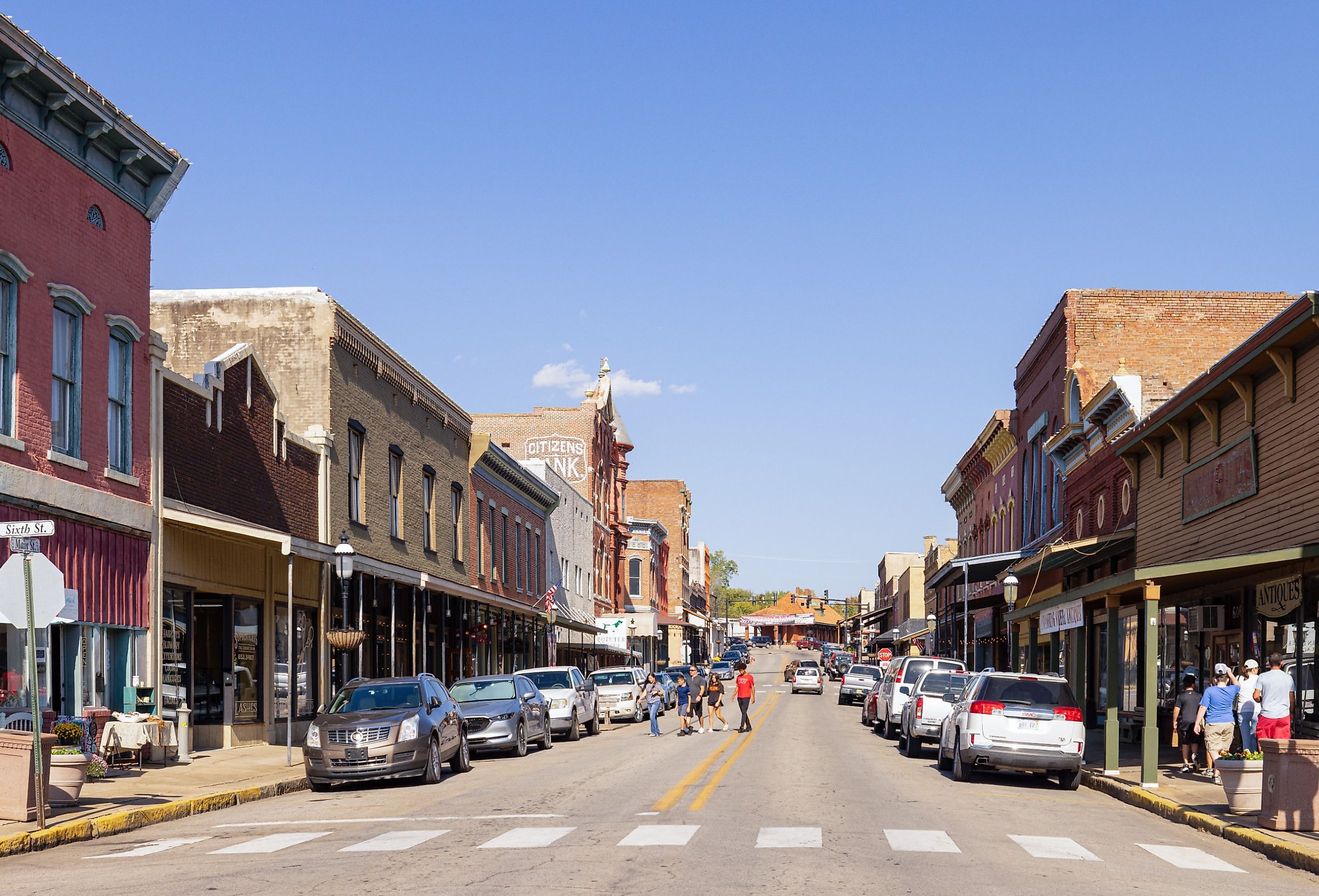 The old business district on Main Street in Van Buren. Image credit Roberto Galan via Shutterstock.com