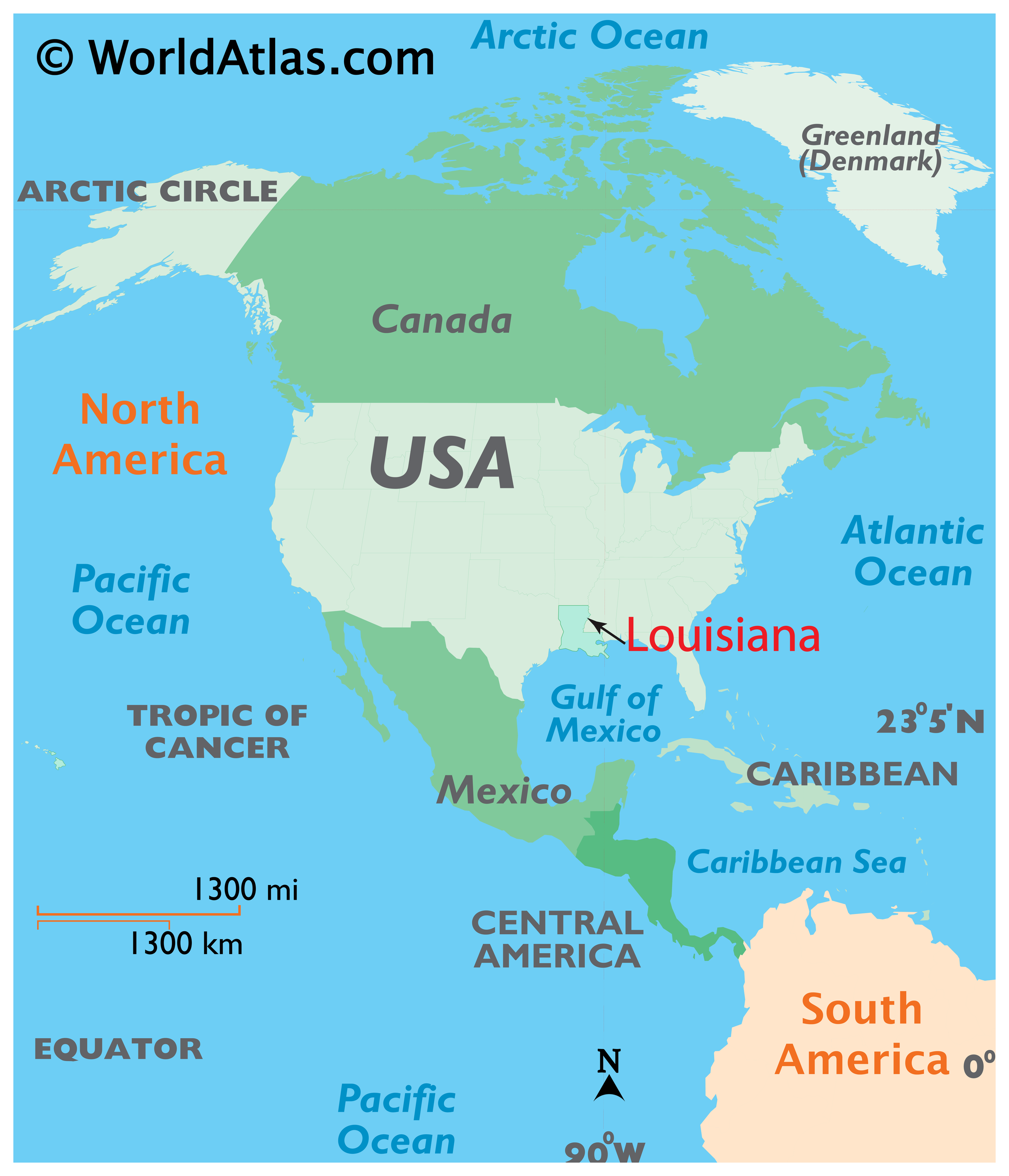 Reference Map of Louisiana, USA