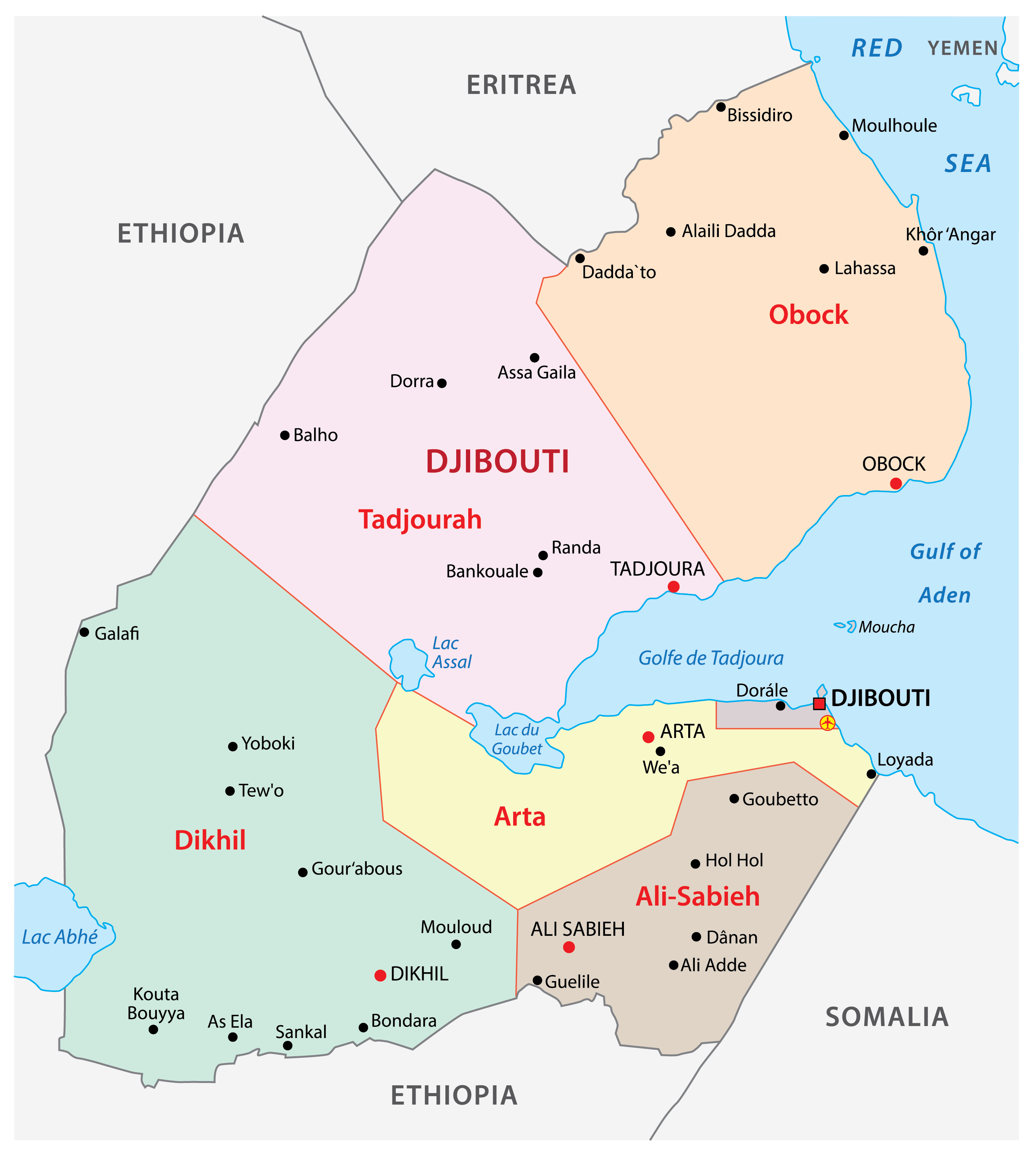 Regions Of Djibouti Map 