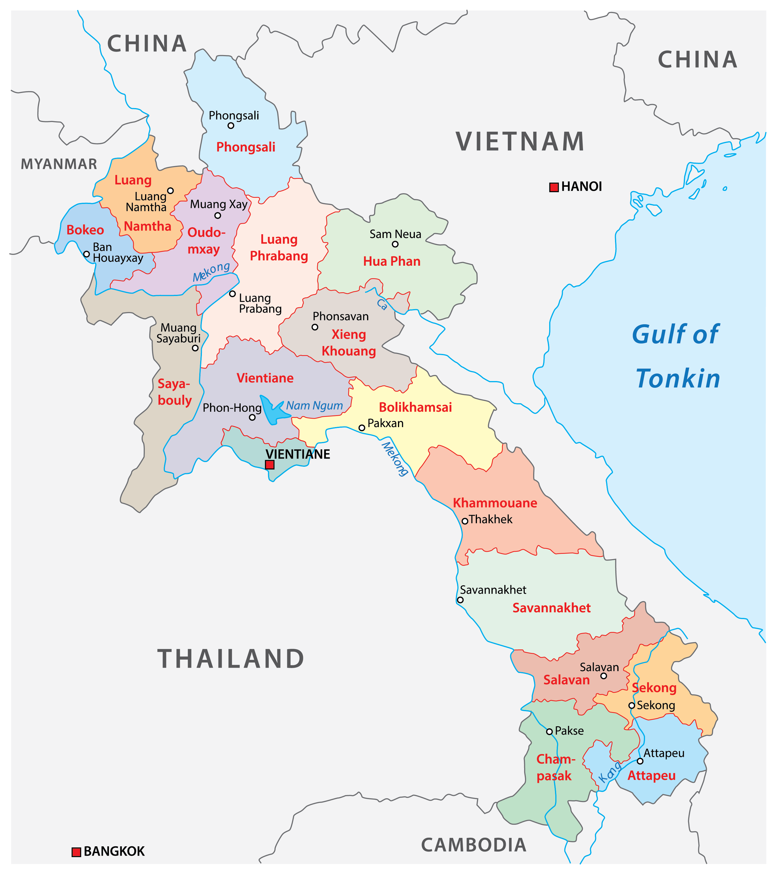 Laos Provinces Map