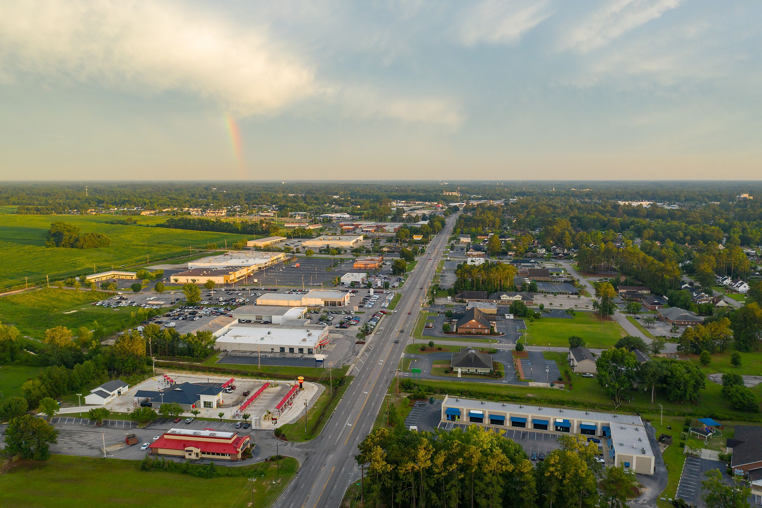 Aerial photo of Lumberton, North Carolina.