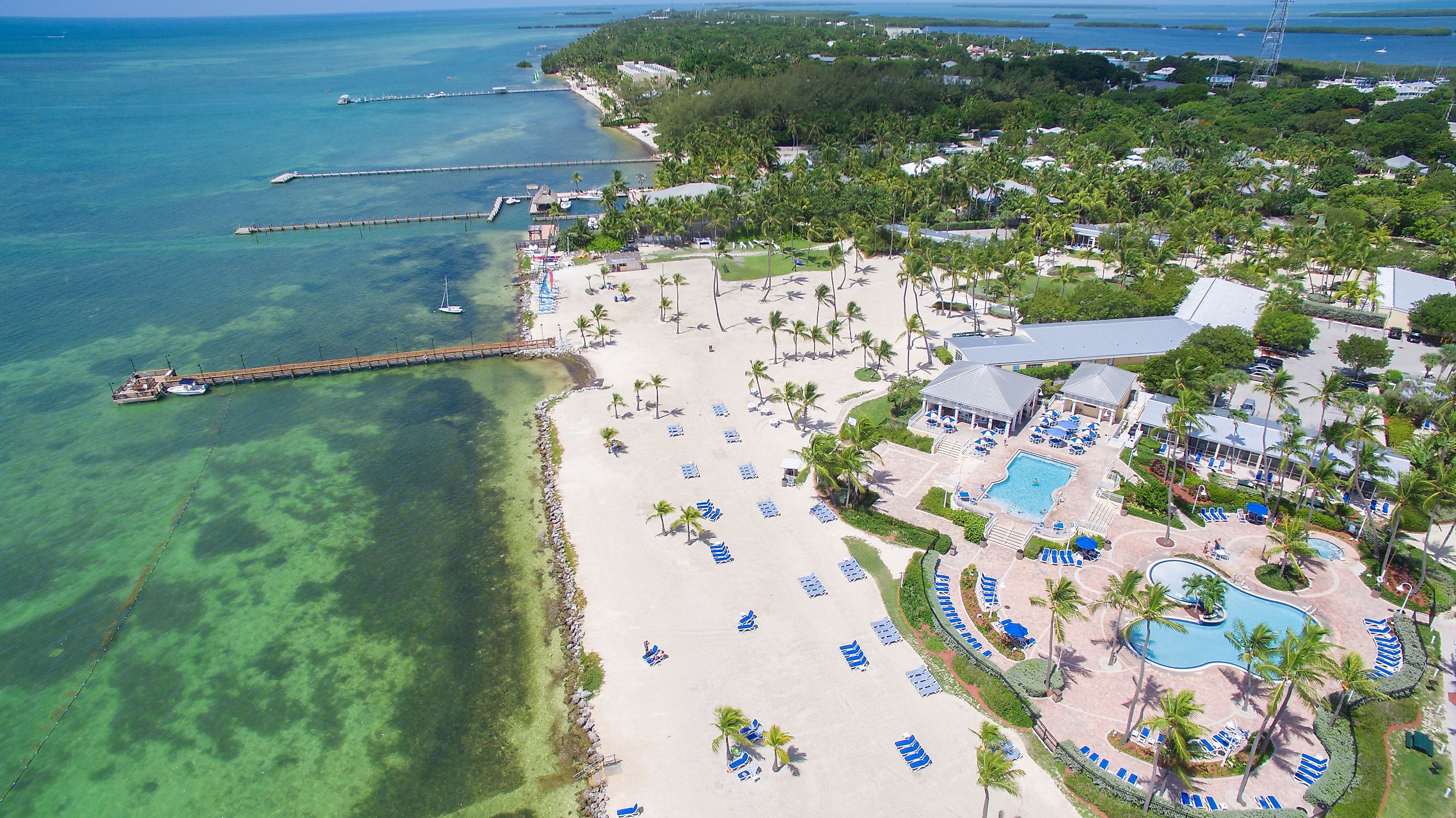 Aerial of the tropical paradise Island, Islamorada, Florida Keys