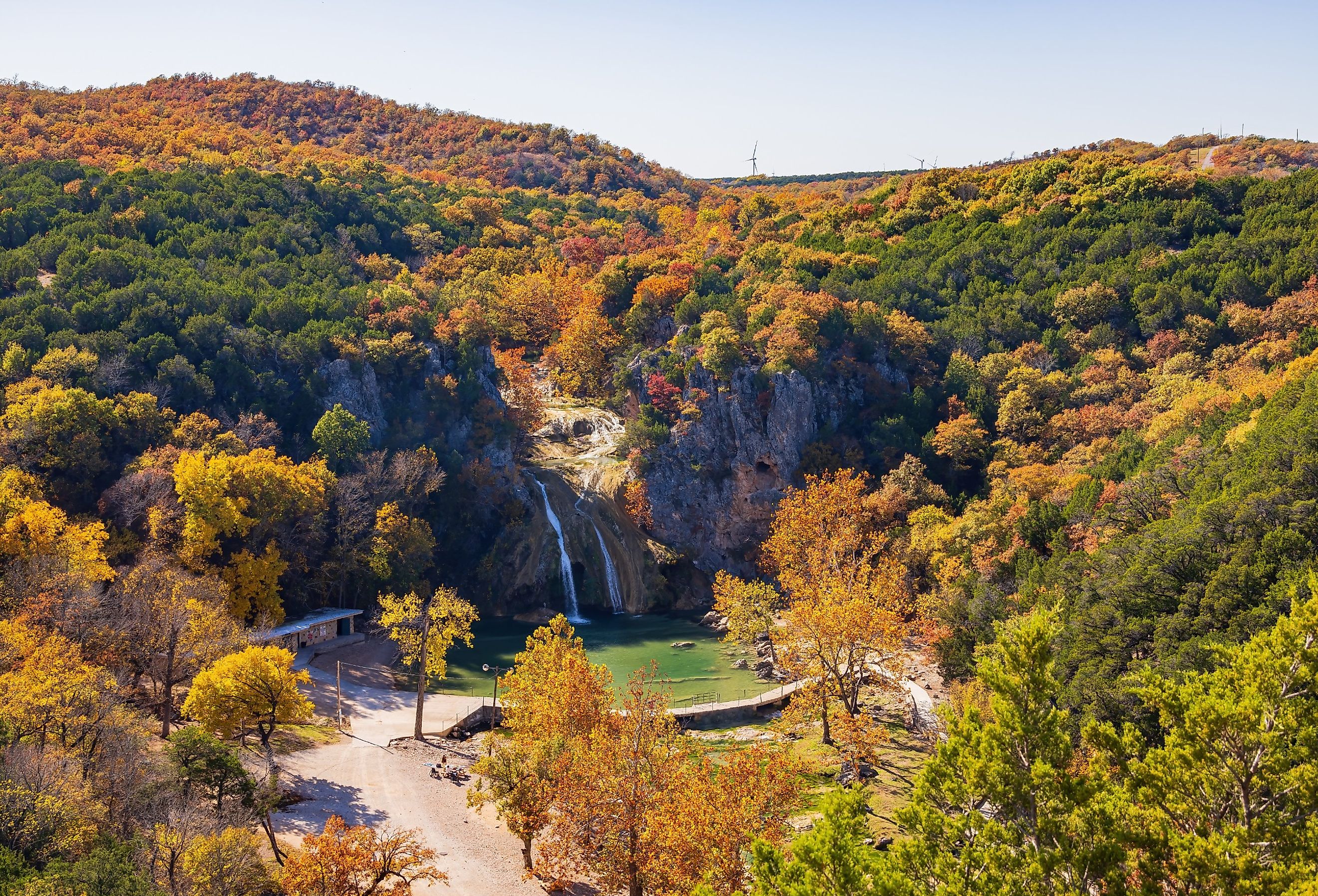 Beautiful landscape of Turner Falls, Oklahoma in the fall.