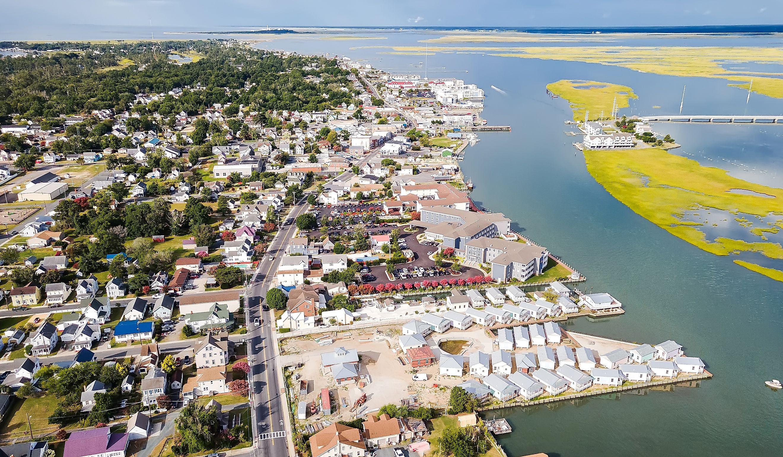 Aerial view of Chincoteague in Virginia.