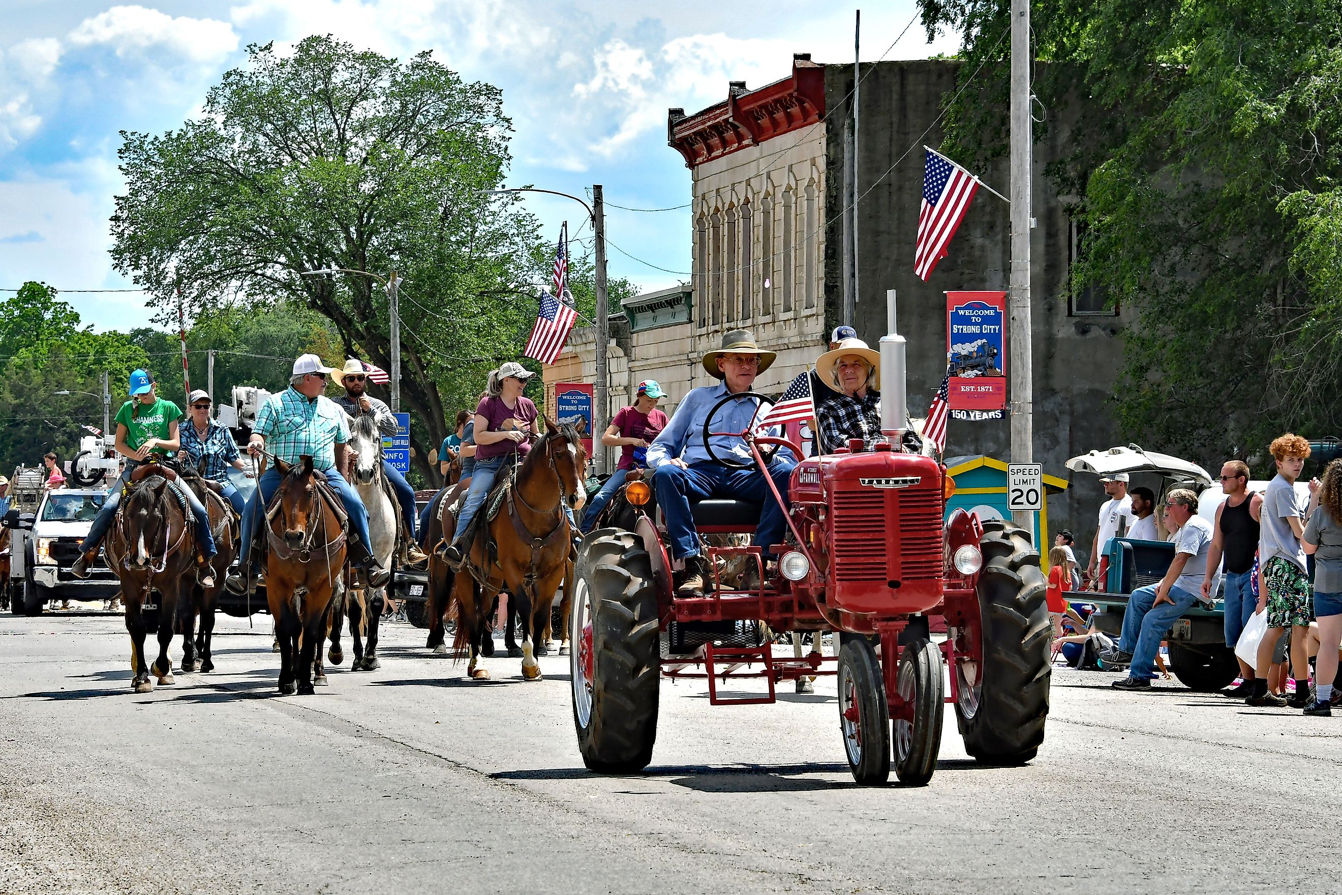 The annual Flint Hills Rodeo Parade in Strong City, Kansas. Editorial credit: mark reinstein / Shutterstock.com