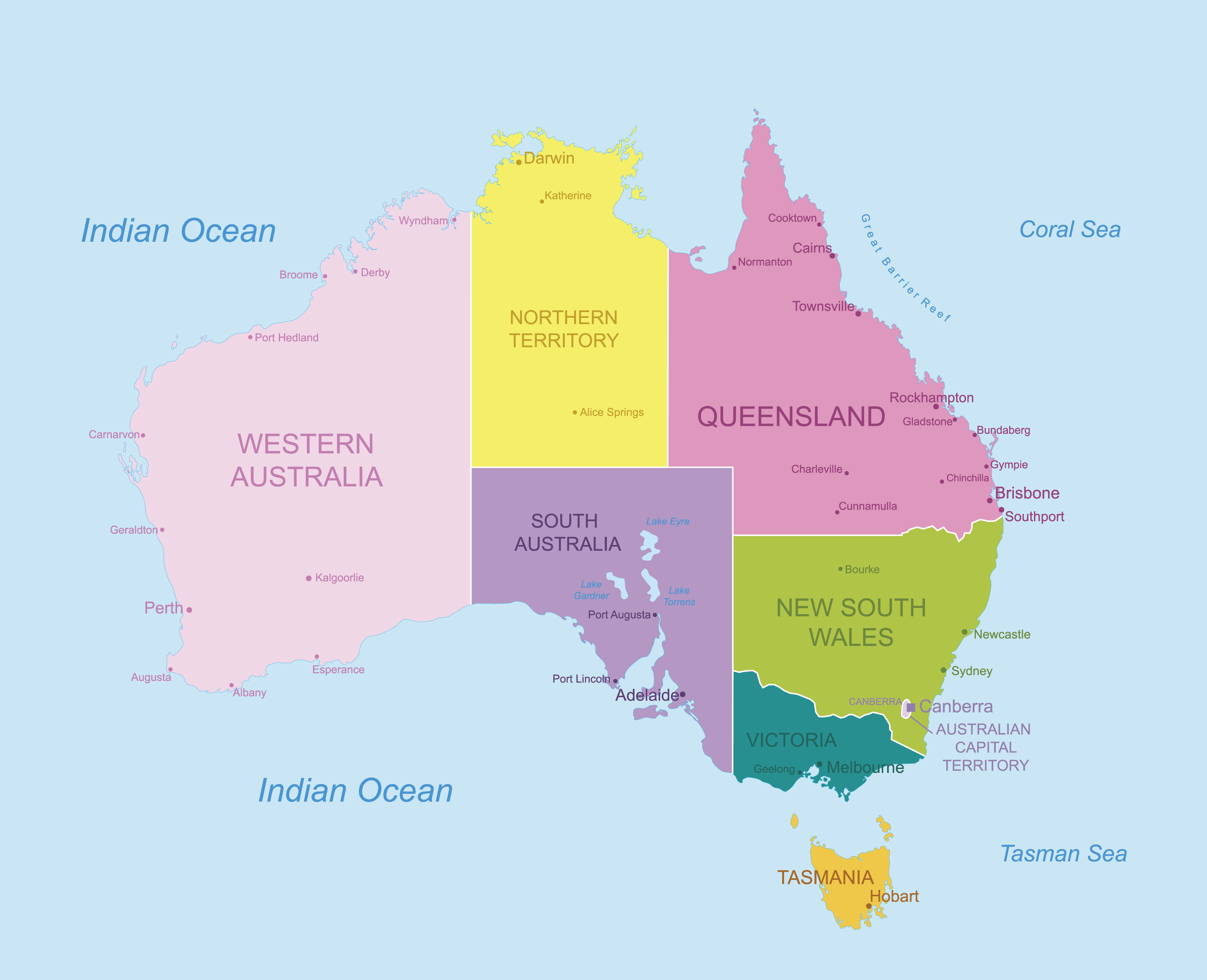 States Of Australia Map 