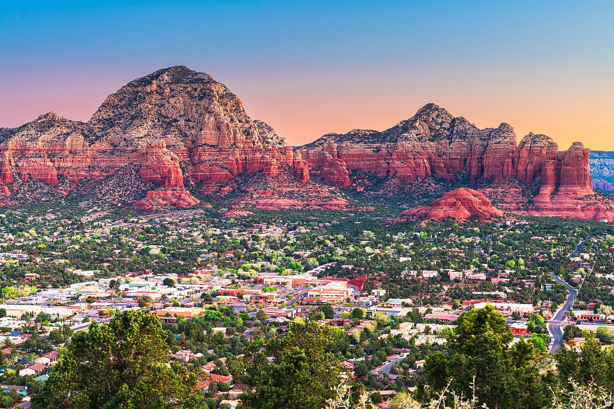 Aerial view of Sedona, Arizona.