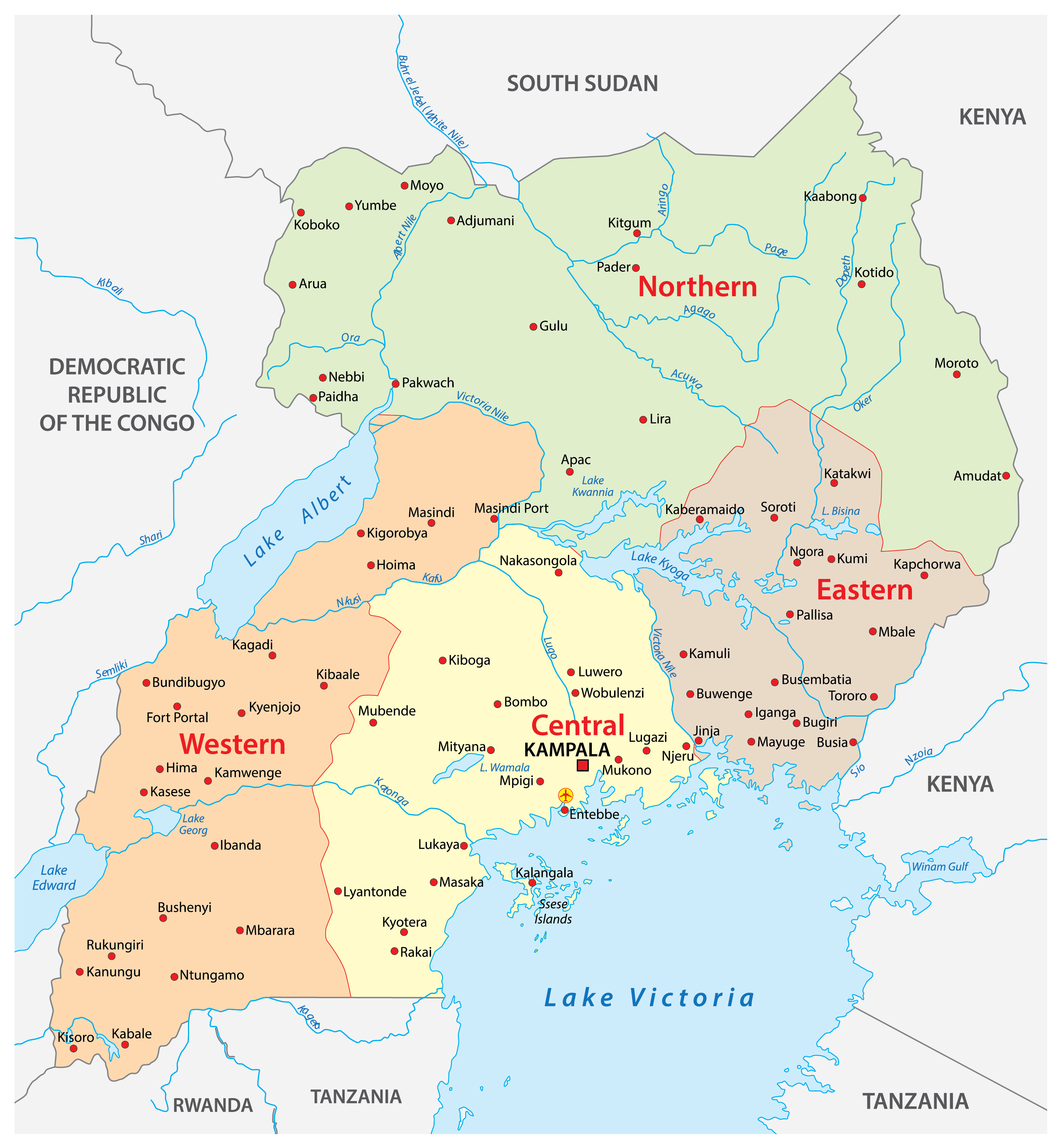 Uganda On The Map / Administrative Map Of Uganda Nations Online Project ...