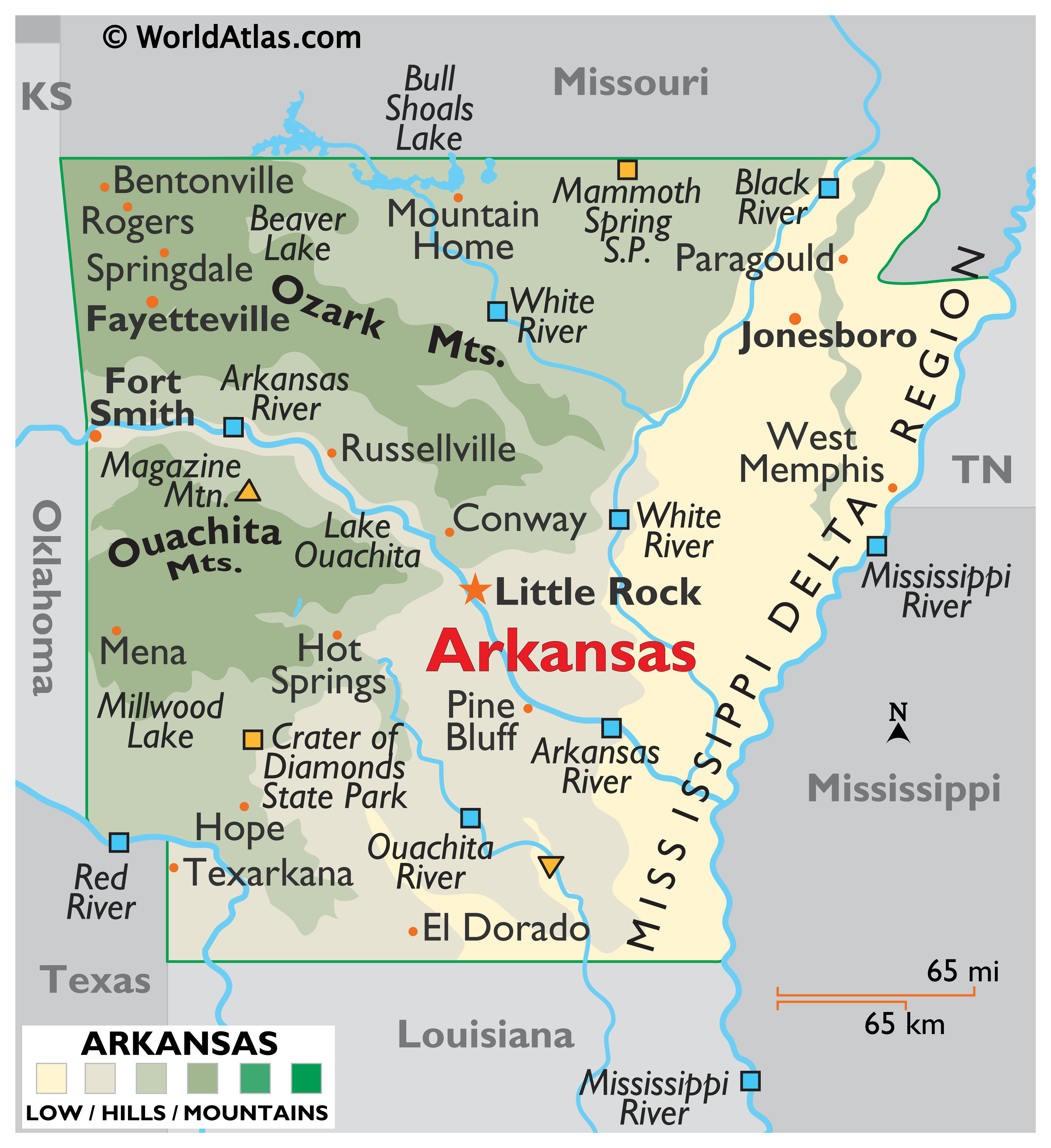 Ozark Mountains Topographic Map Arkansas Maps & Facts - World Atlas