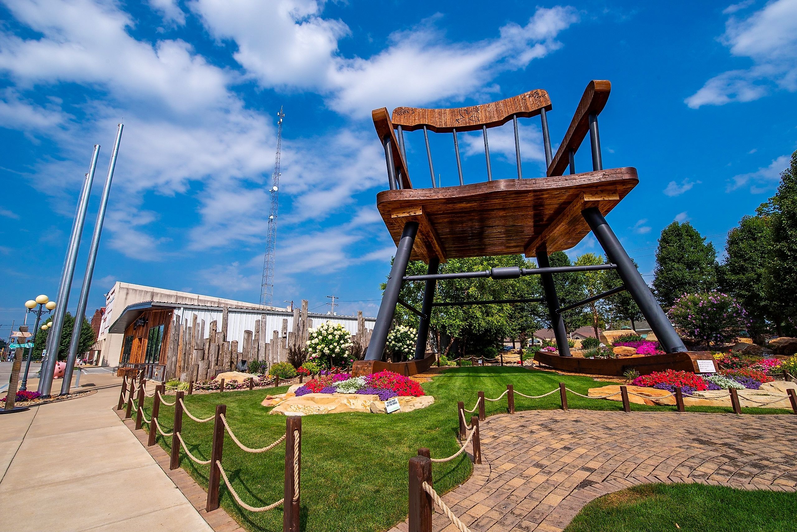 Giant wooden rocking chair in Casey, Illinois. Editorial credit: RozenskiP / Shutterstock.com