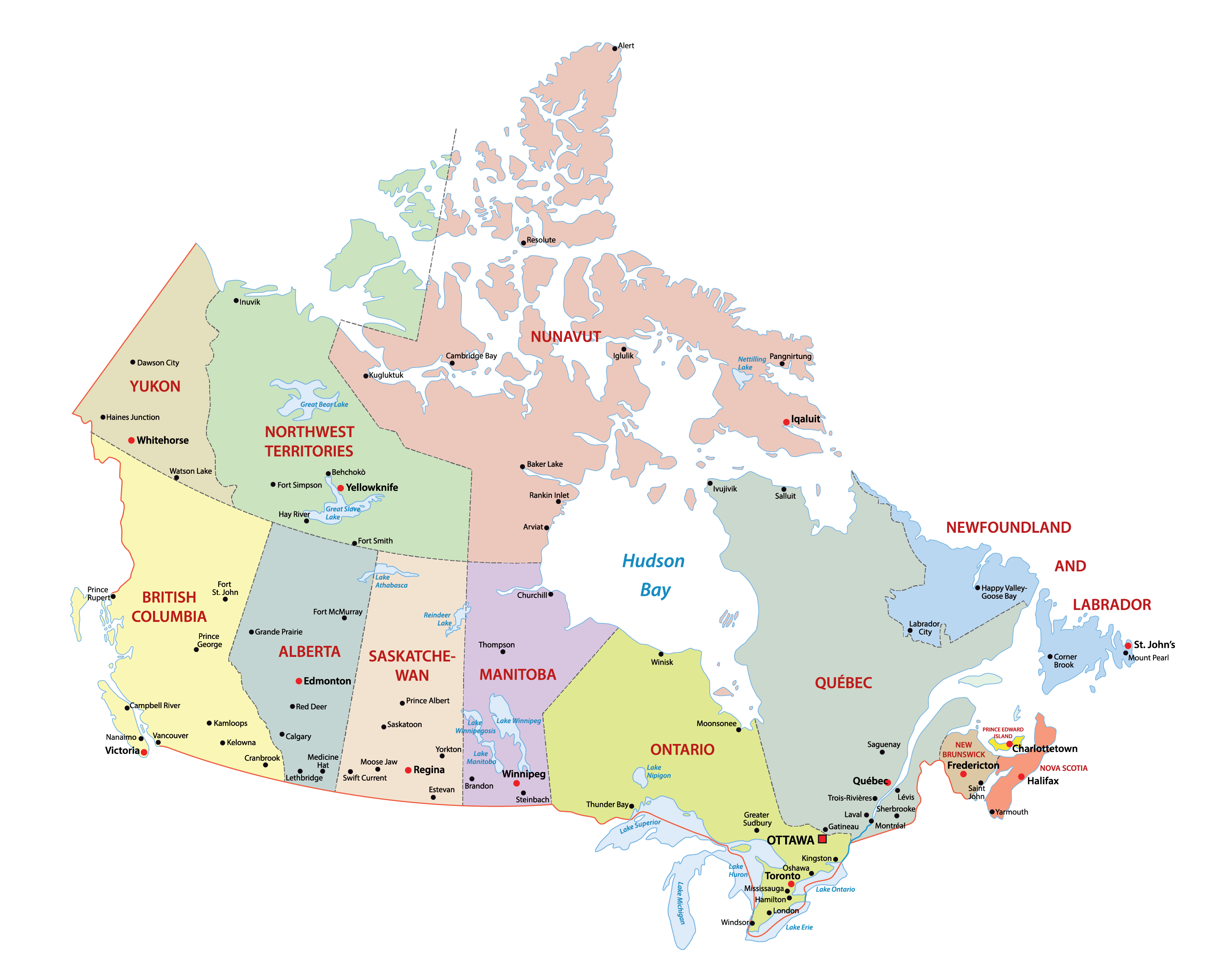 Canada Map With Cities And Towns
