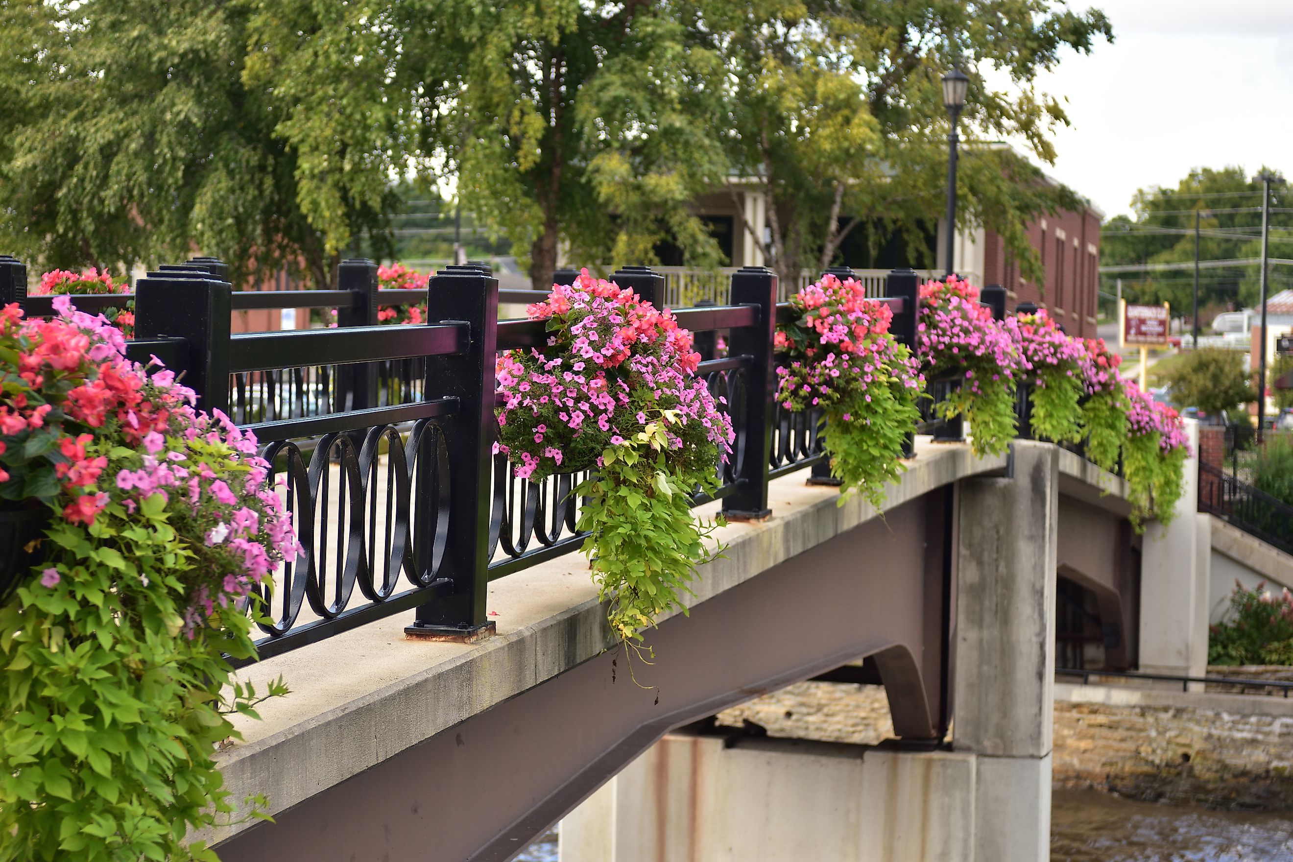 Pedestrian bridge crossing the Cannon River in Northfield, Minnesota.