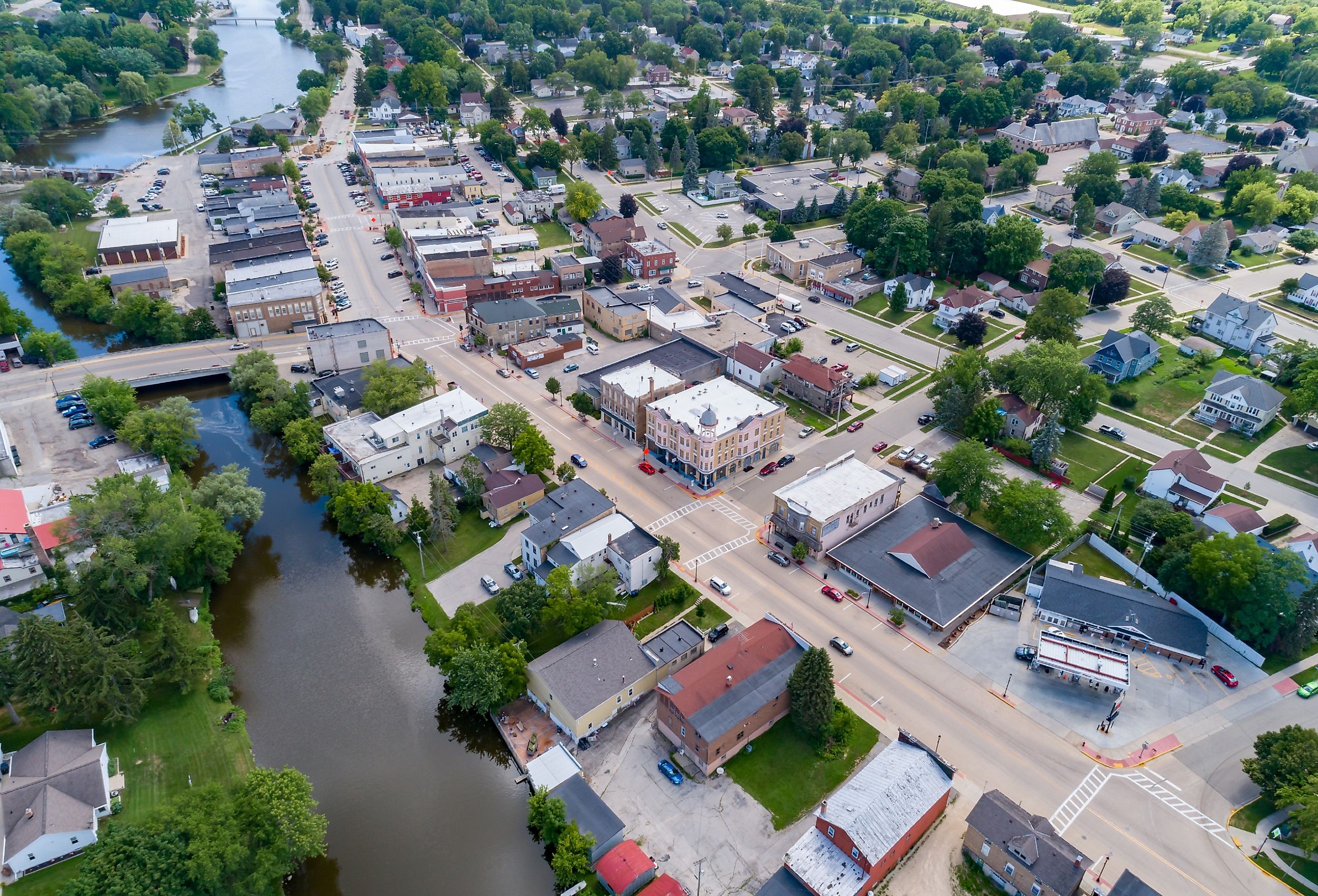 Downtown and historic district in Mayville, Wisconsin.