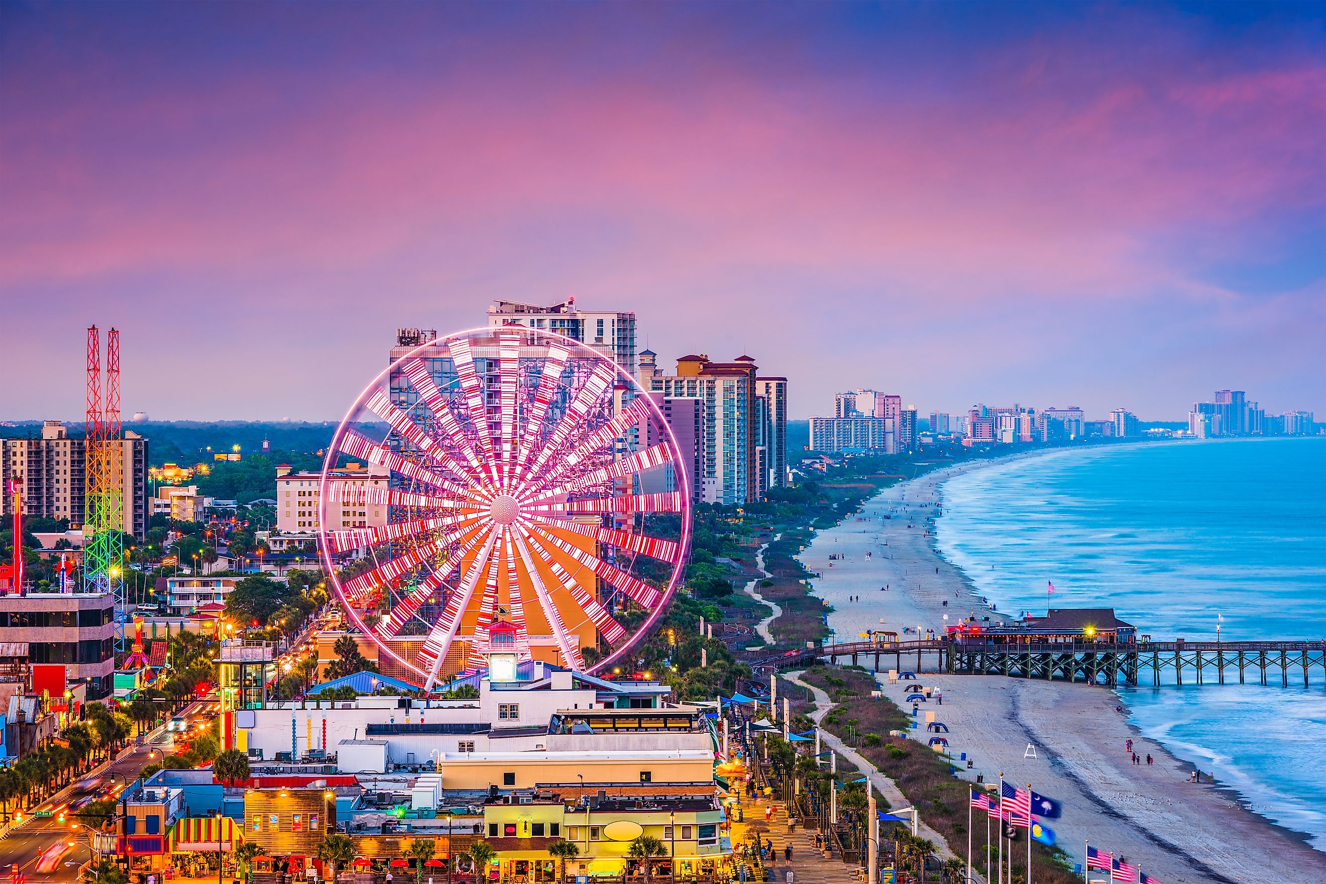 City skyline of Myrtle Beach, South Carolina, USA.