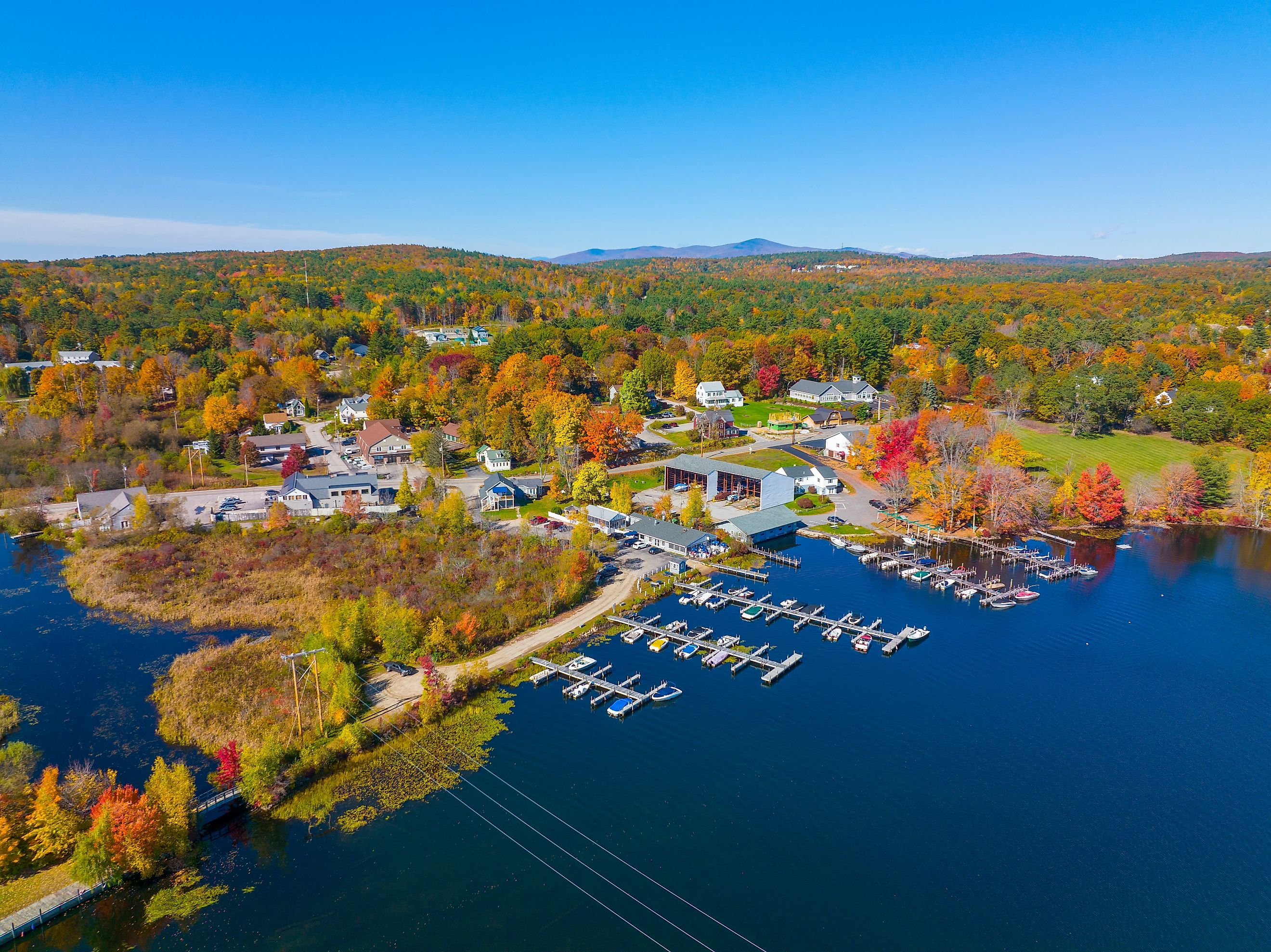 Aerial view of Wolfeboro, New Hampshire.