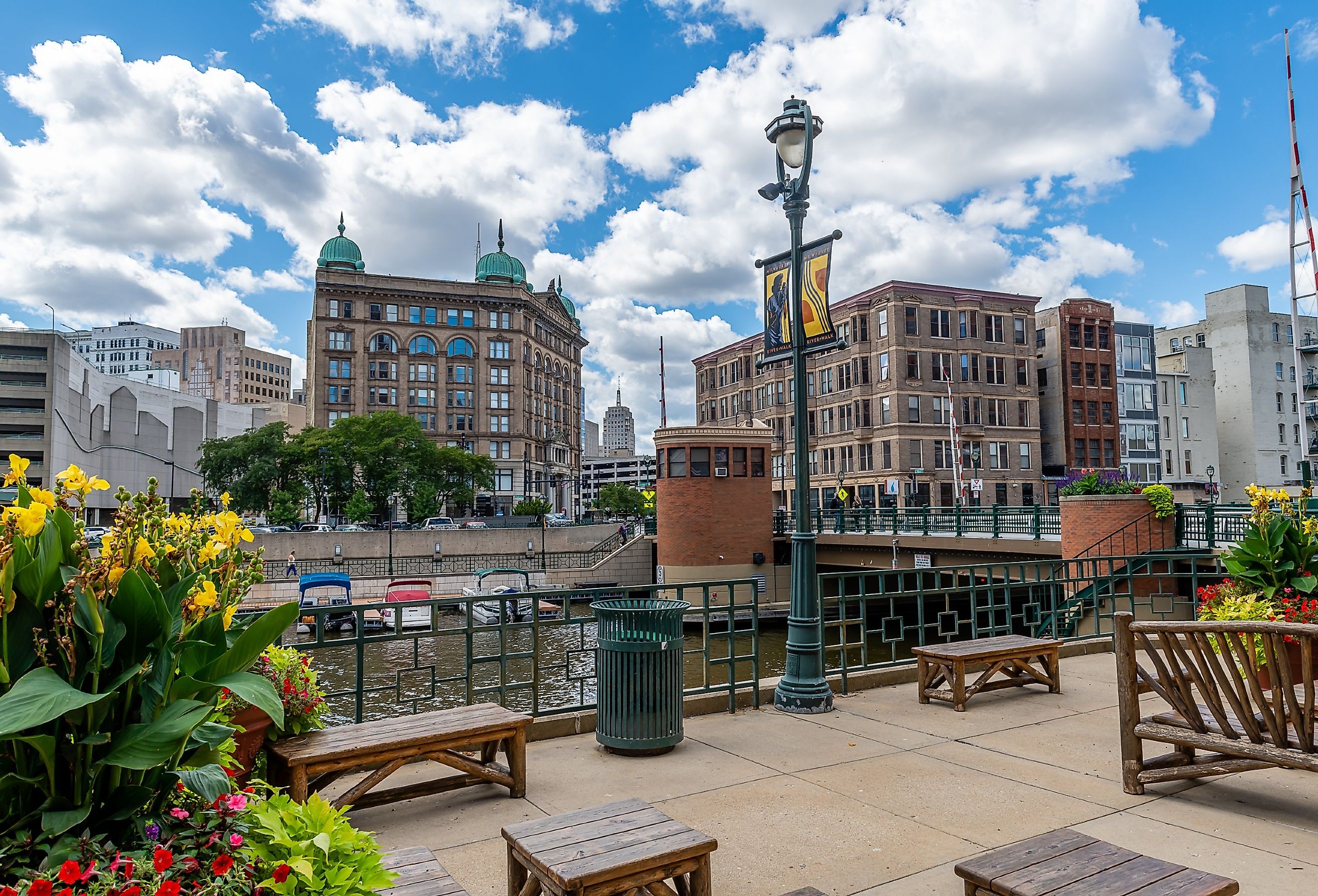 The Riverwalk in Milwaukee, Wisconsin.