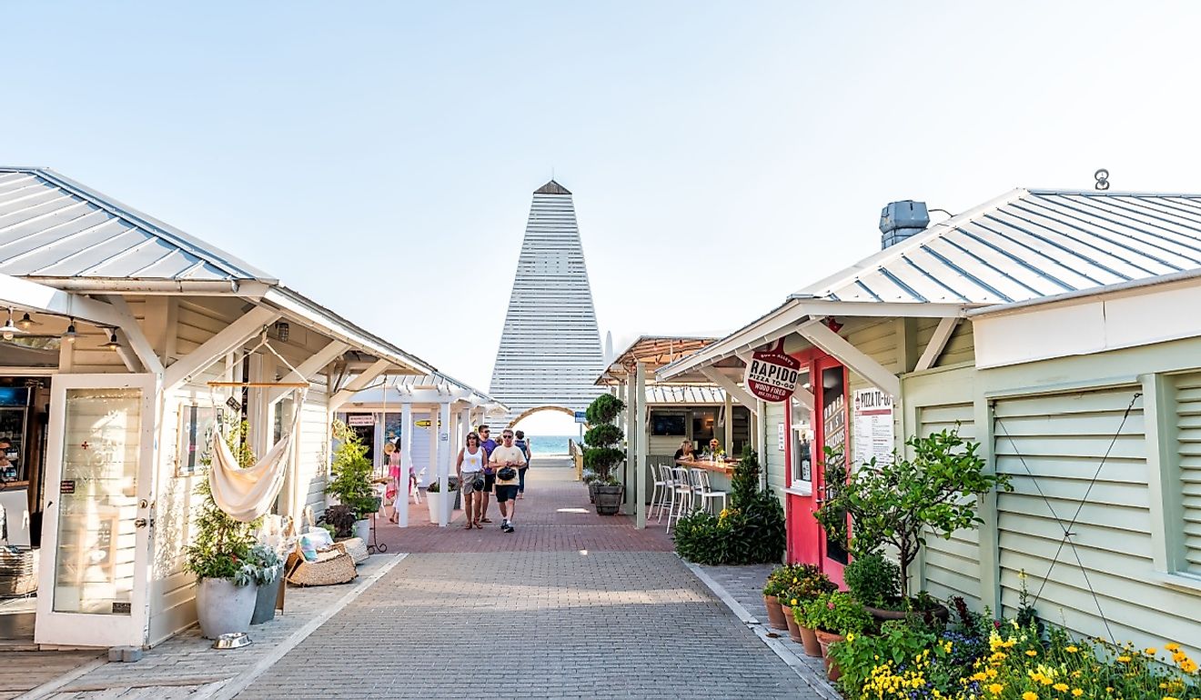 Historic square shopping area in Seaside, Florida. Image credit Kristi Blokhin via Shutterstock