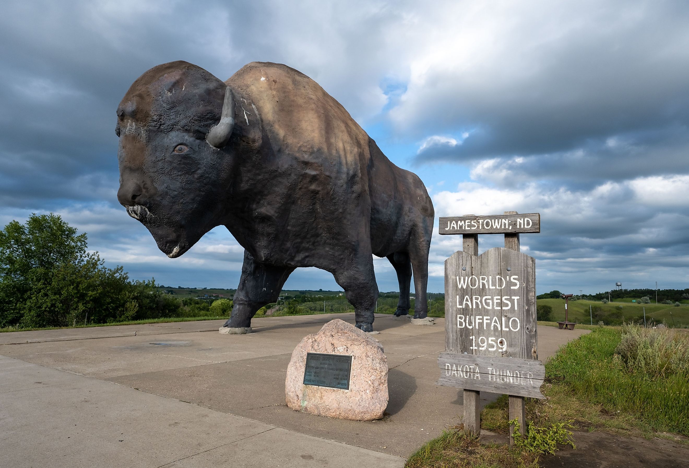 The World's Largest Buffalo Monument in Jamestown, ND, created by sculptor Elmer Petersen in 1959. Image credit  Ayman Haykal via Shutterstock.