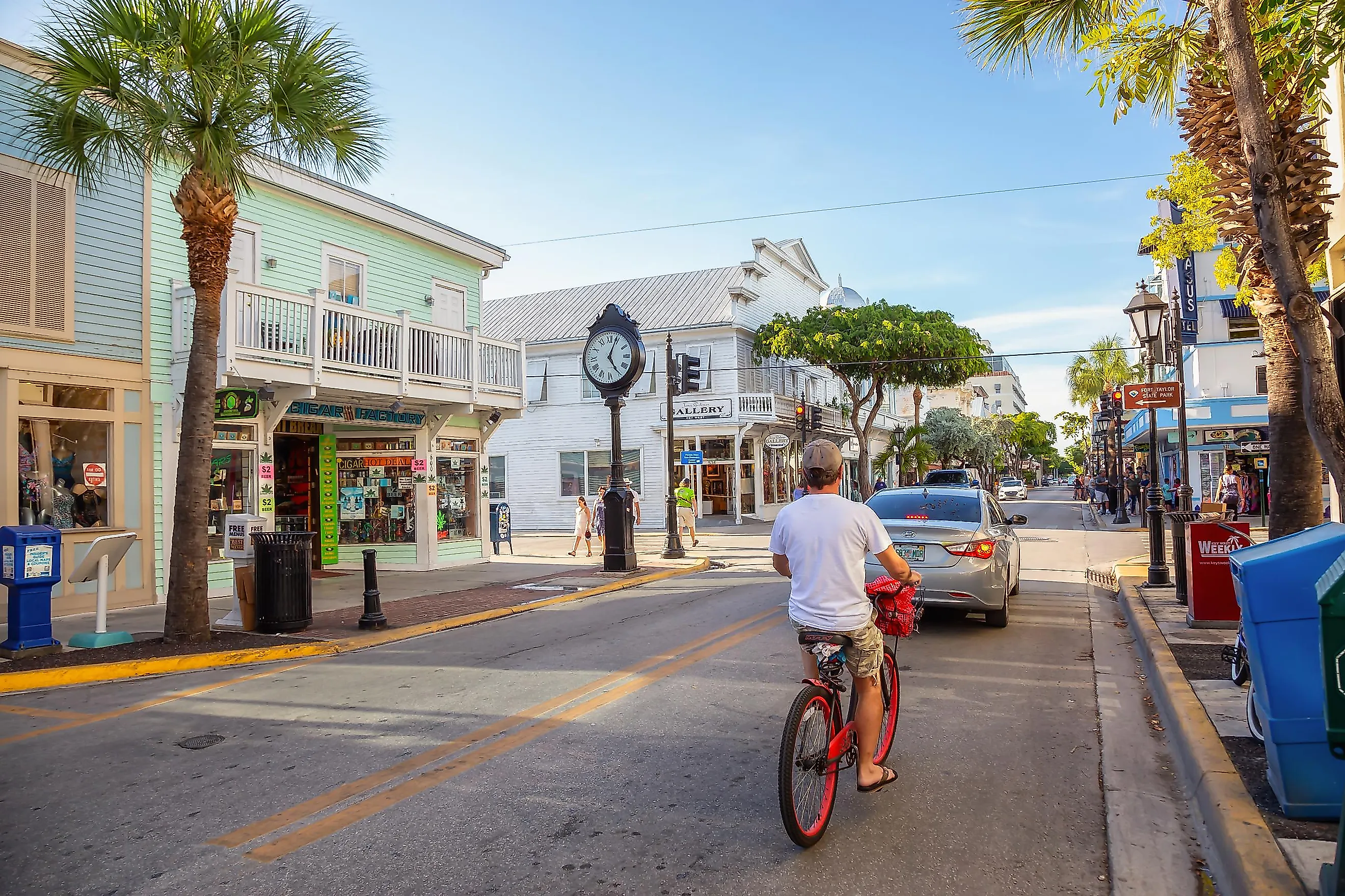 Street view of the Main Strip in the Downtown City where all the bars are located in Key West, Florida