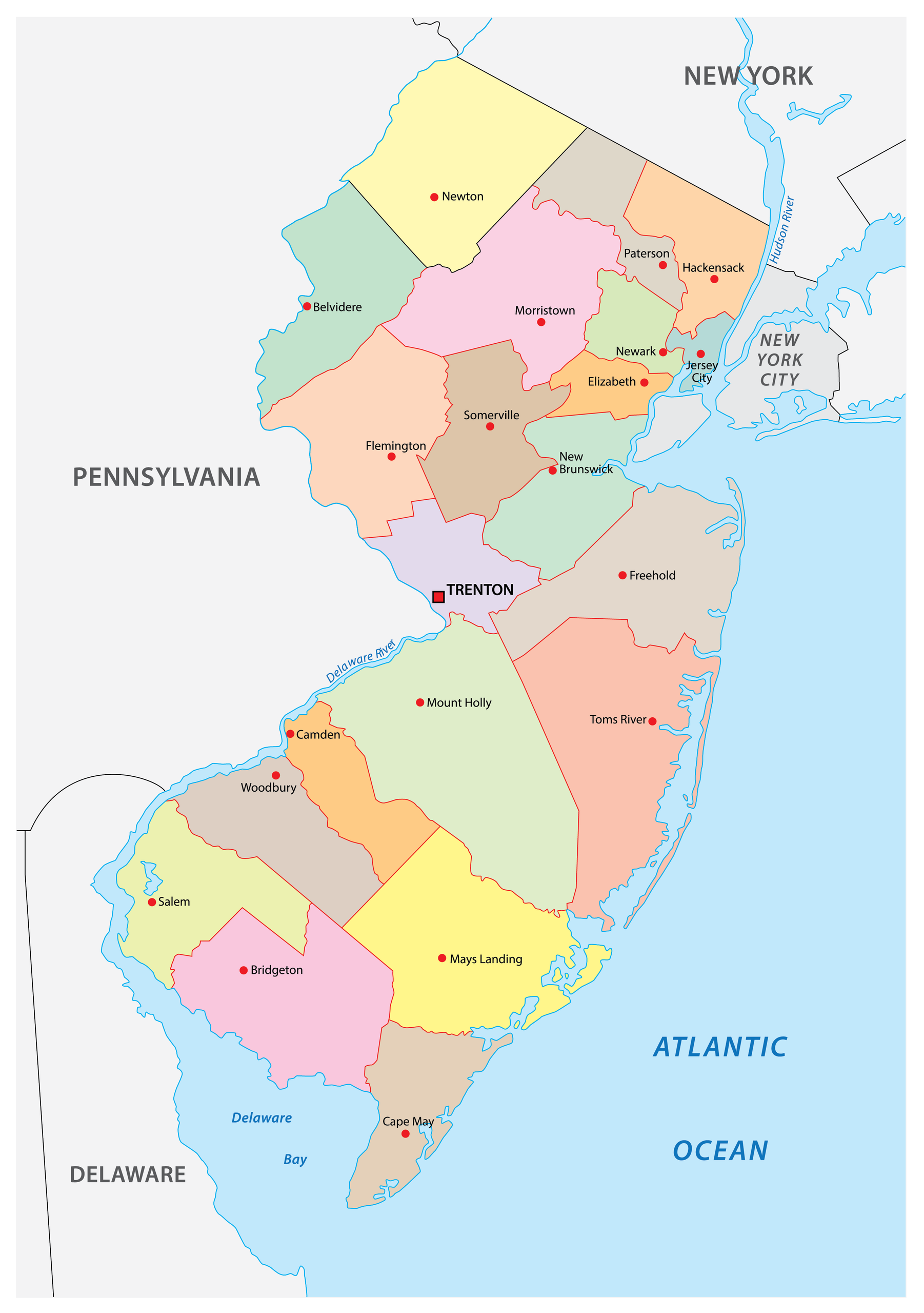 New Jersey Counties Map 