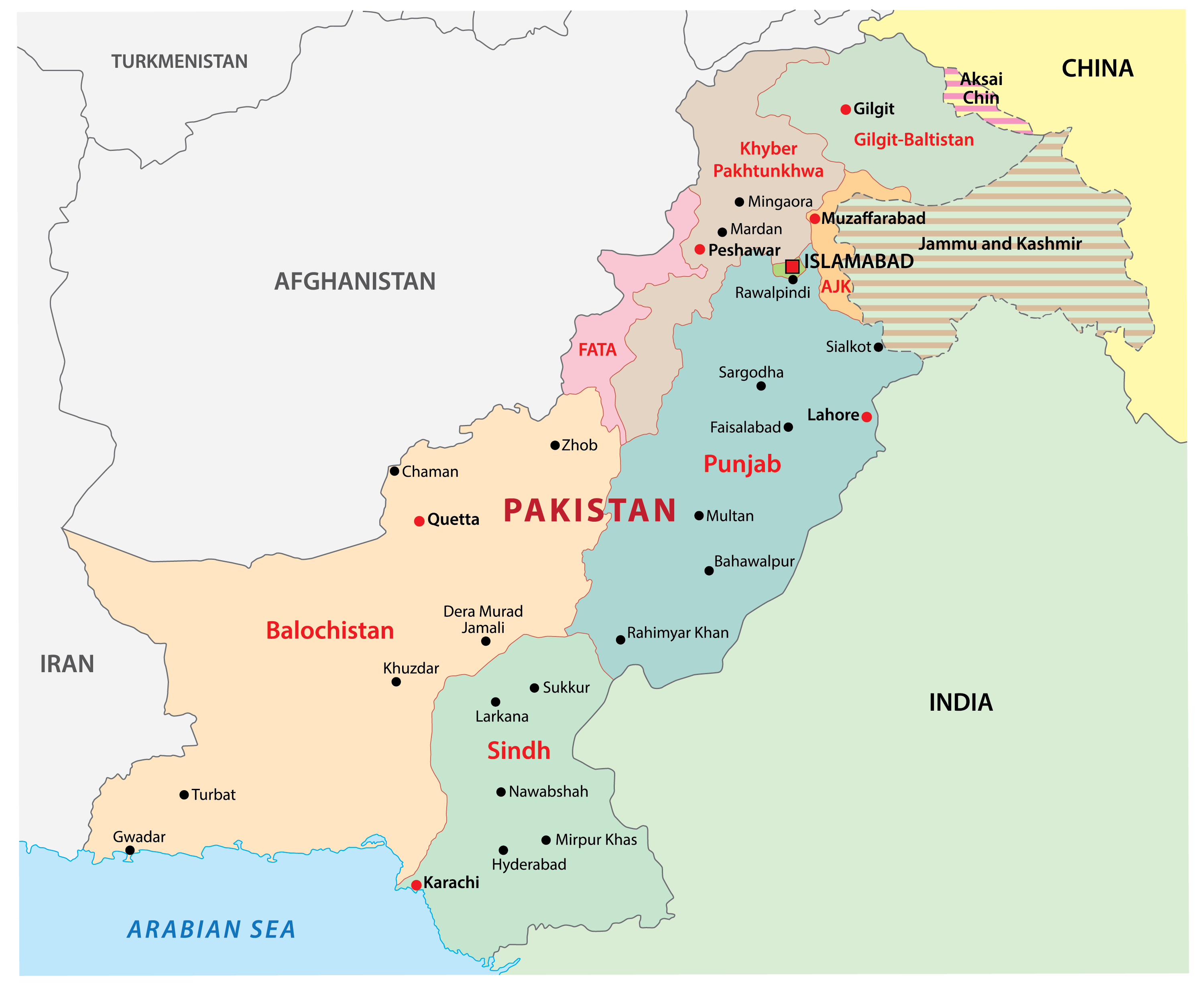 Provinces Of Pakistan Map 