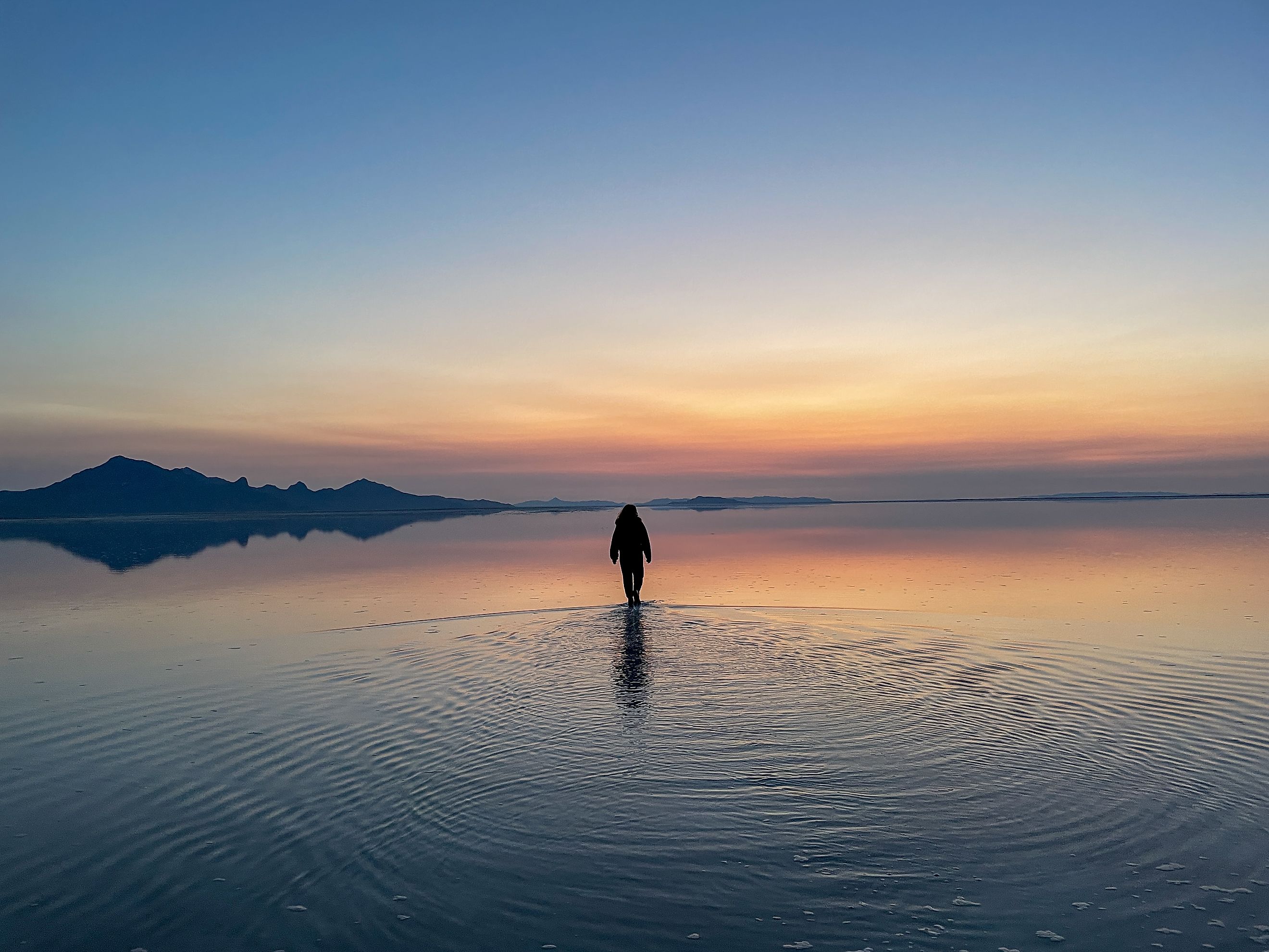 Morning sunrise at the Bonneville Salt Flats in Utah.