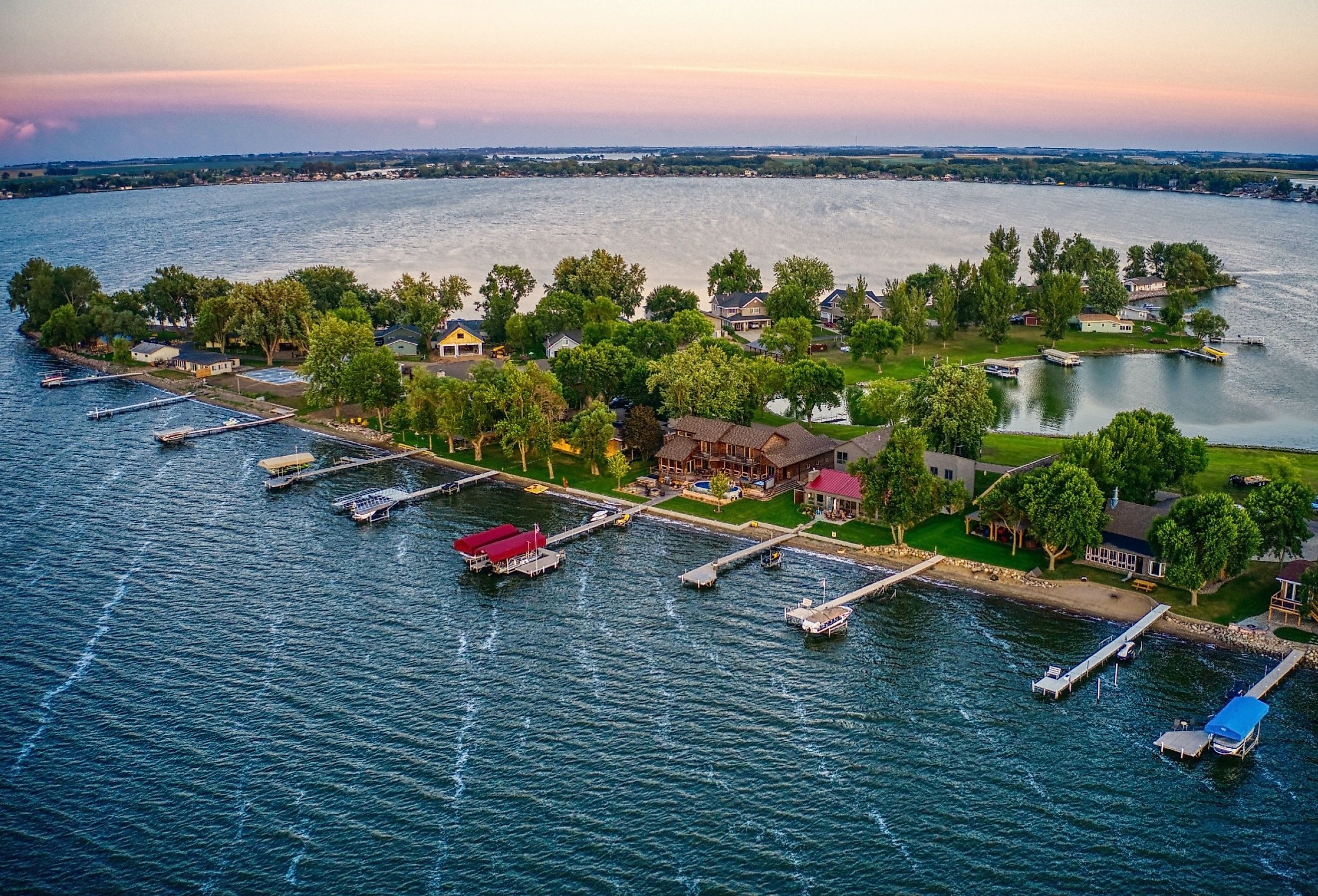 Aerial view of Lake Madison, South Dakota.