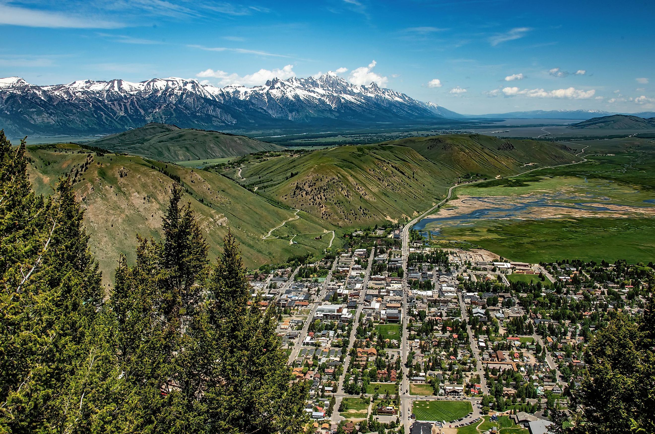 Aerial view of Jackson, Wyoming.