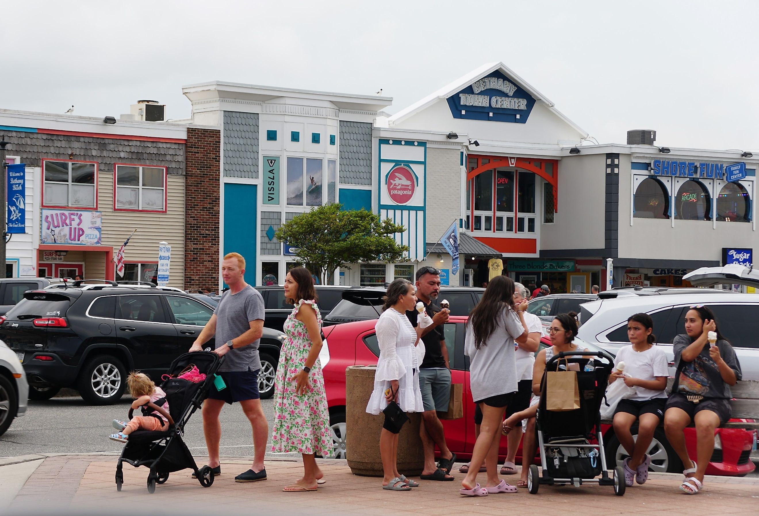 People gathered, eating ice cream in downtown Bethany Beach, Delaware. Image credit Khairil Azhar Junos via Shutterstock