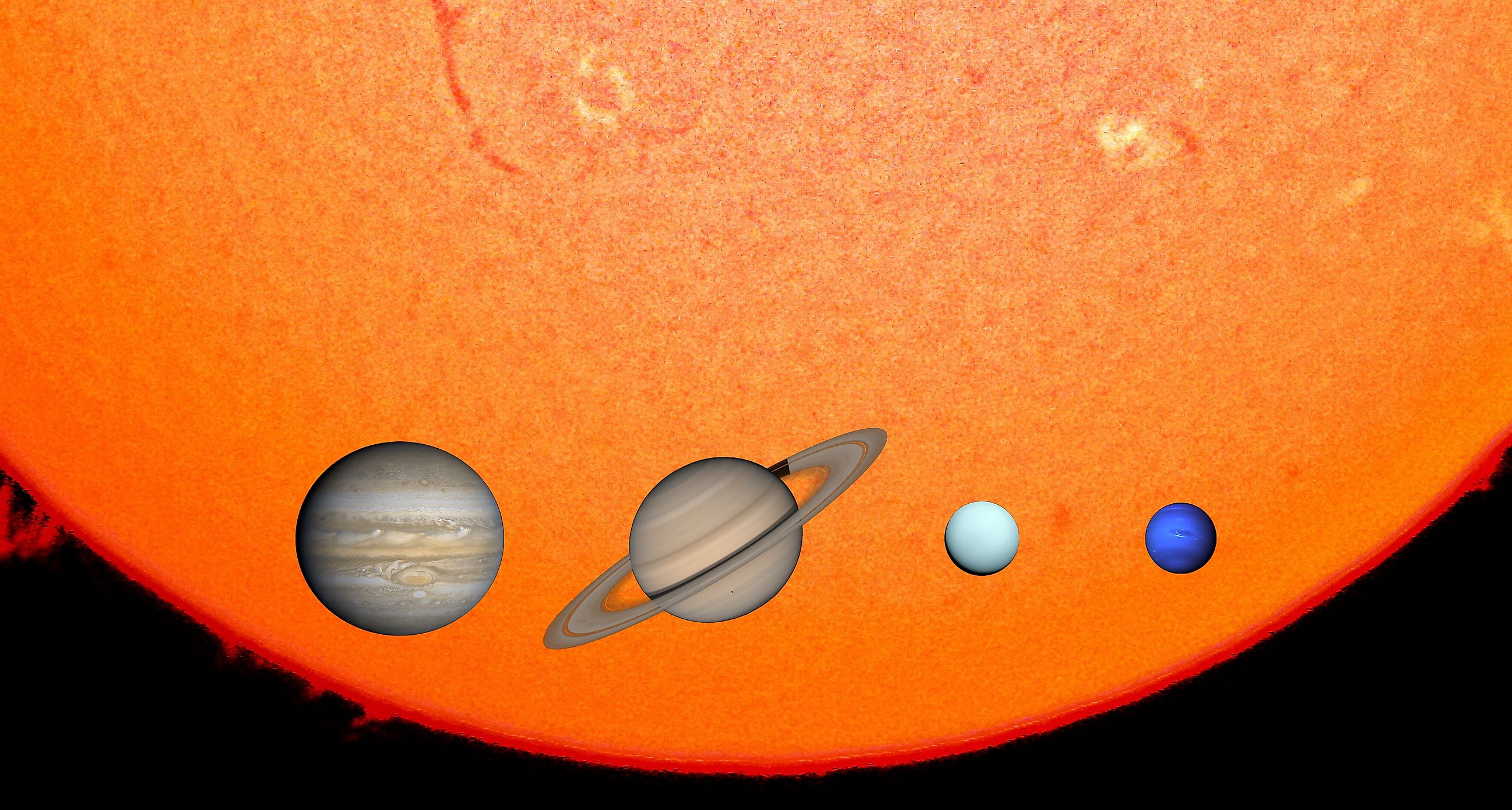 The gas giants against the Sun