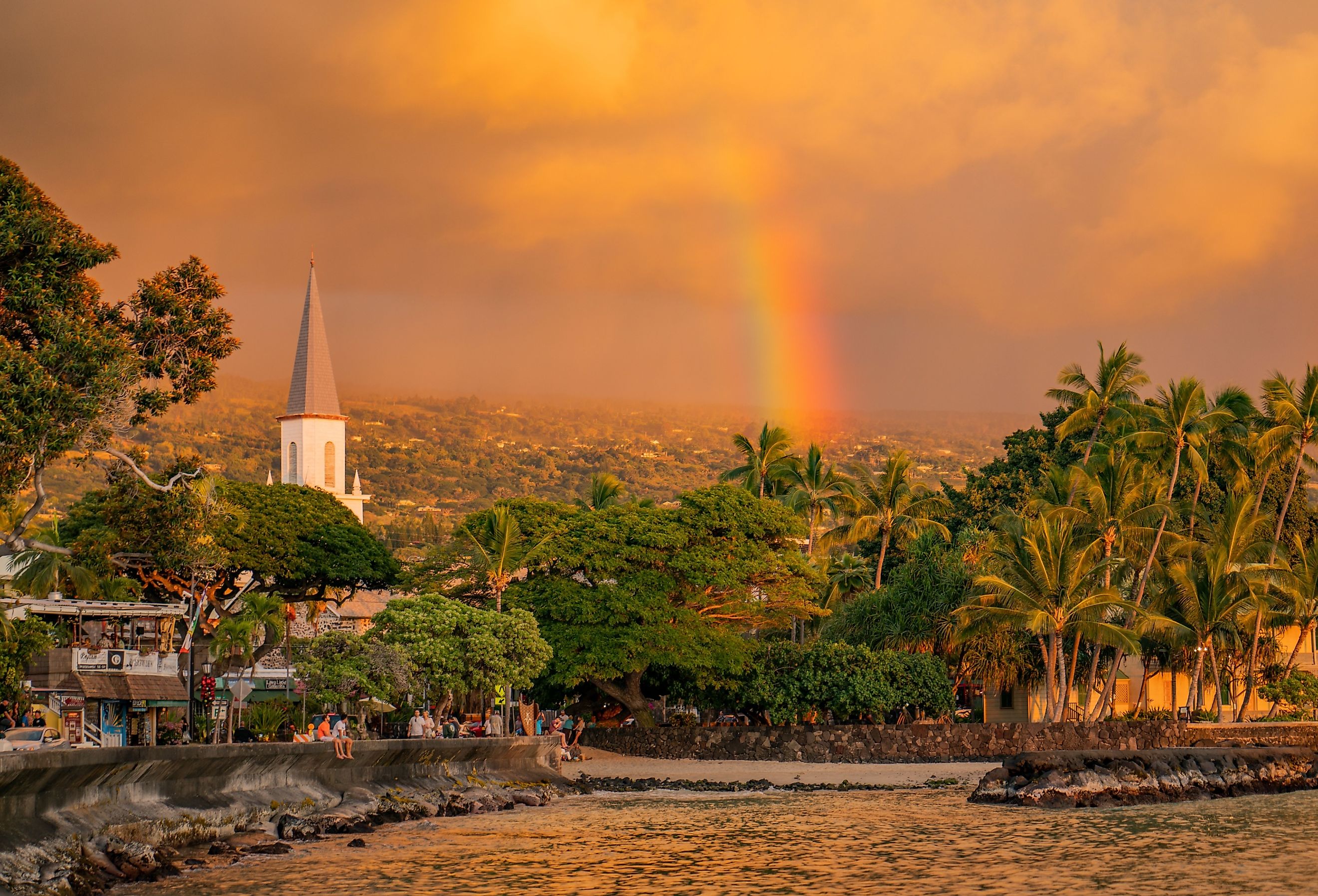 Downtown Kailua-Kona village at Kailua Bay