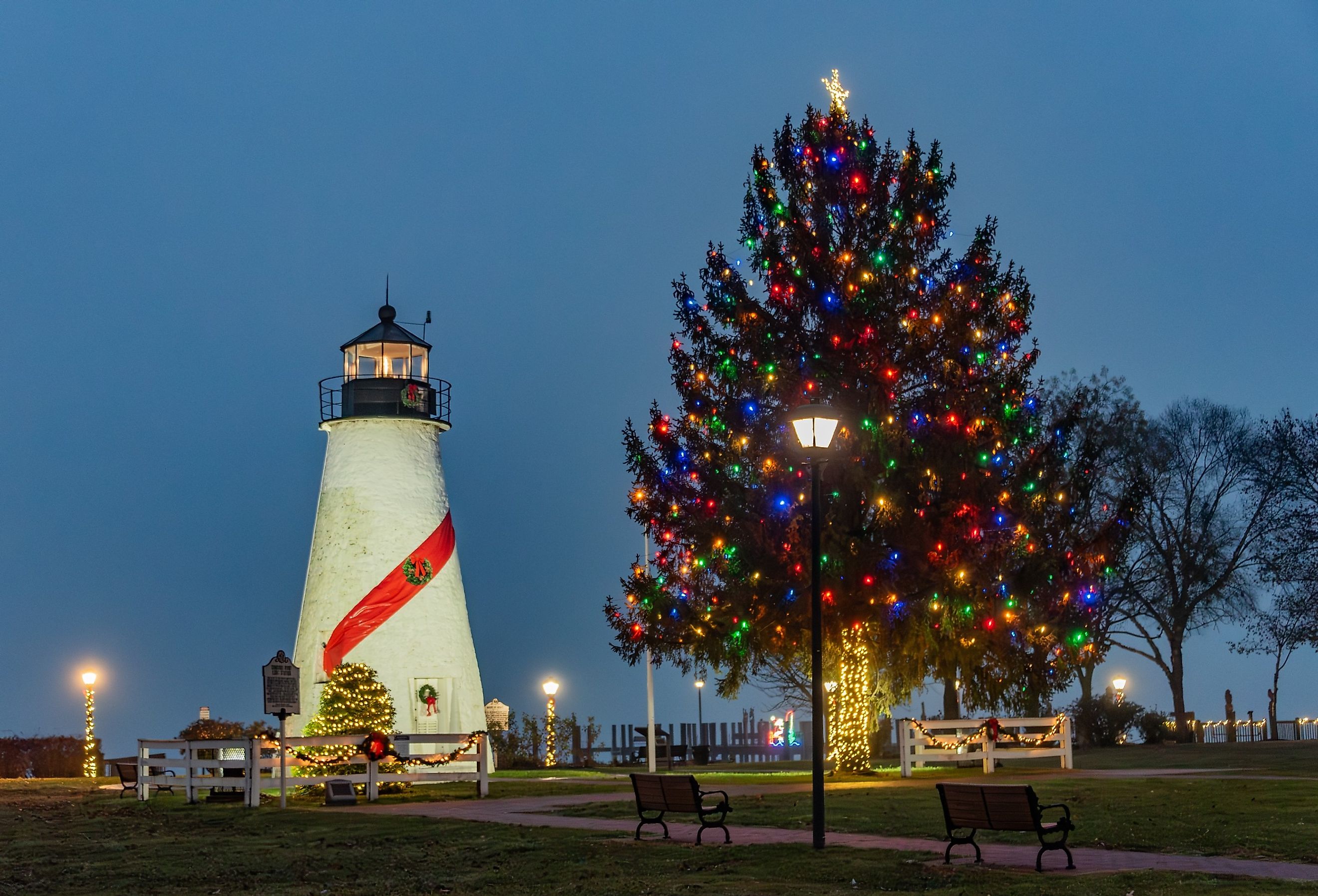 Nightfall at the Concord Point Lighthouse, Havre de Grace, Maryland.