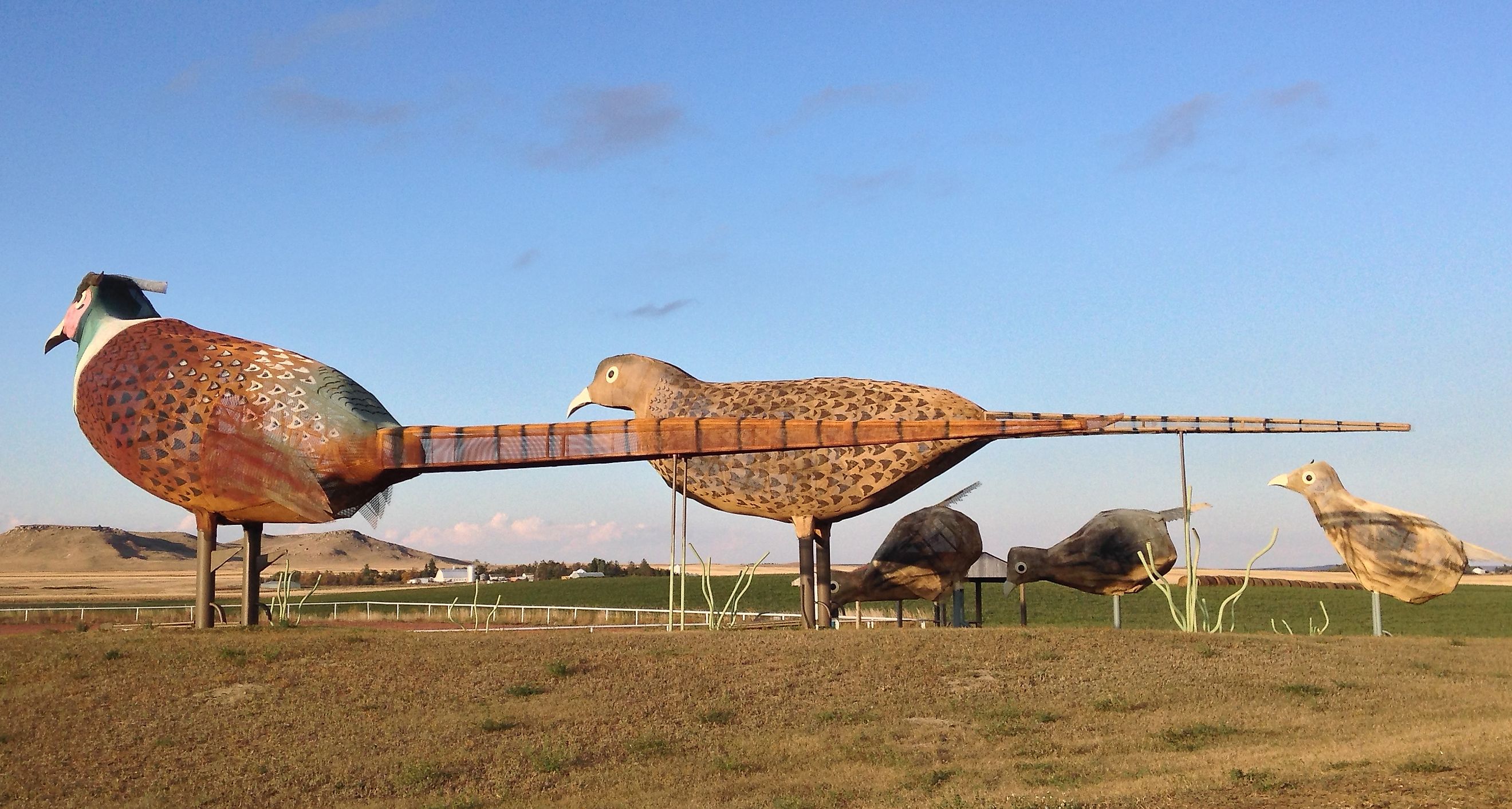 "Pheasants on the Prairie" sculpture along the Enchanted Highway in North Dakota.