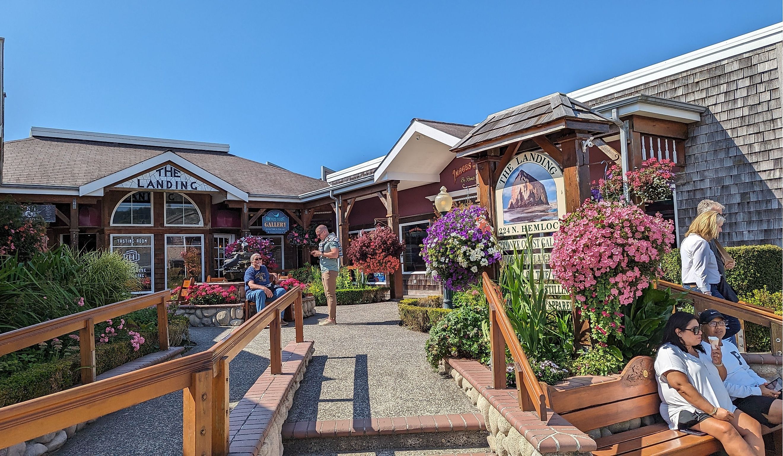 The Landing shopping center in downtown Cannon Beach. Editorial credit: quiggyt4 / Shutterstock.com