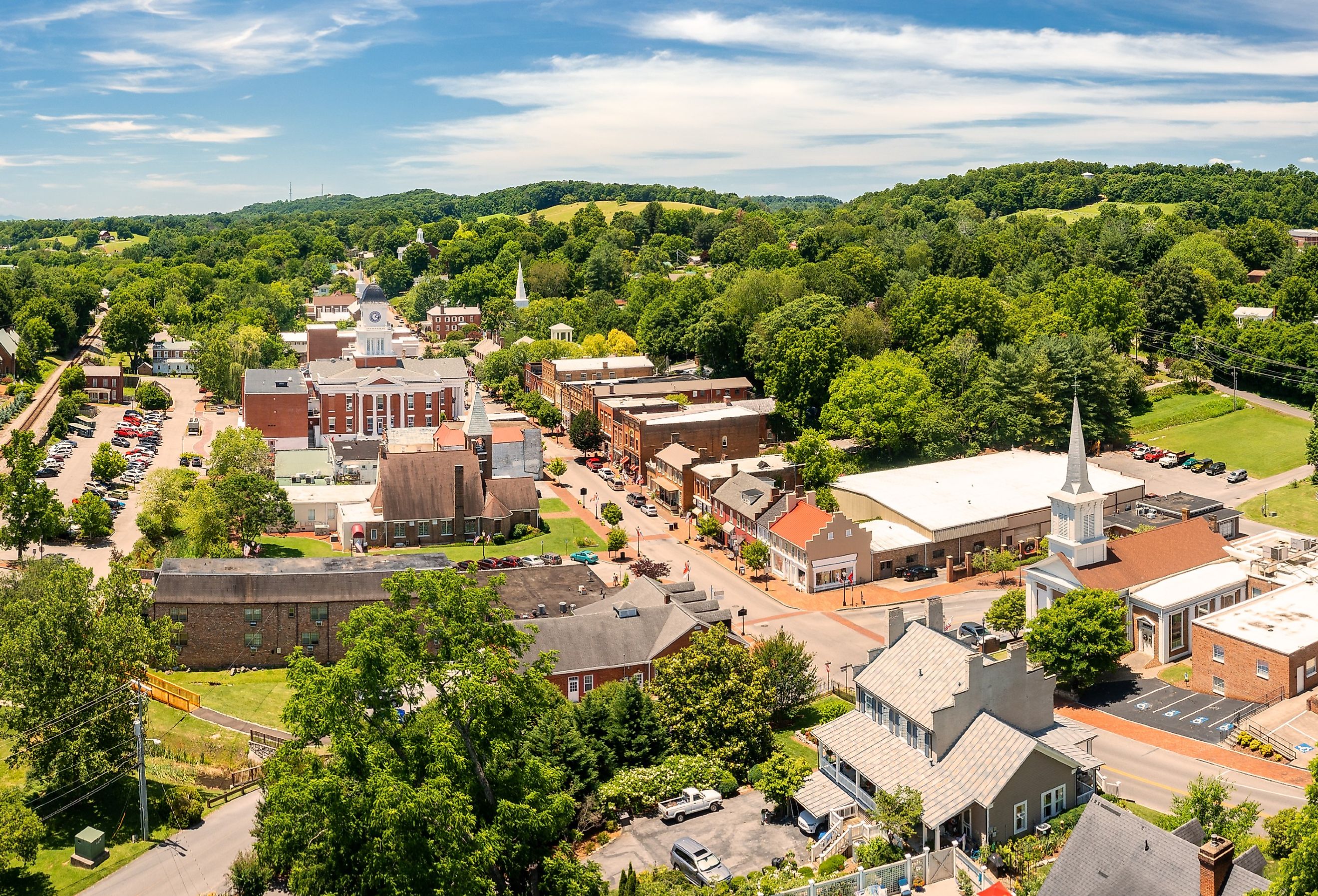 Aerial view of Tennessee's oldest town, Jonesborough.