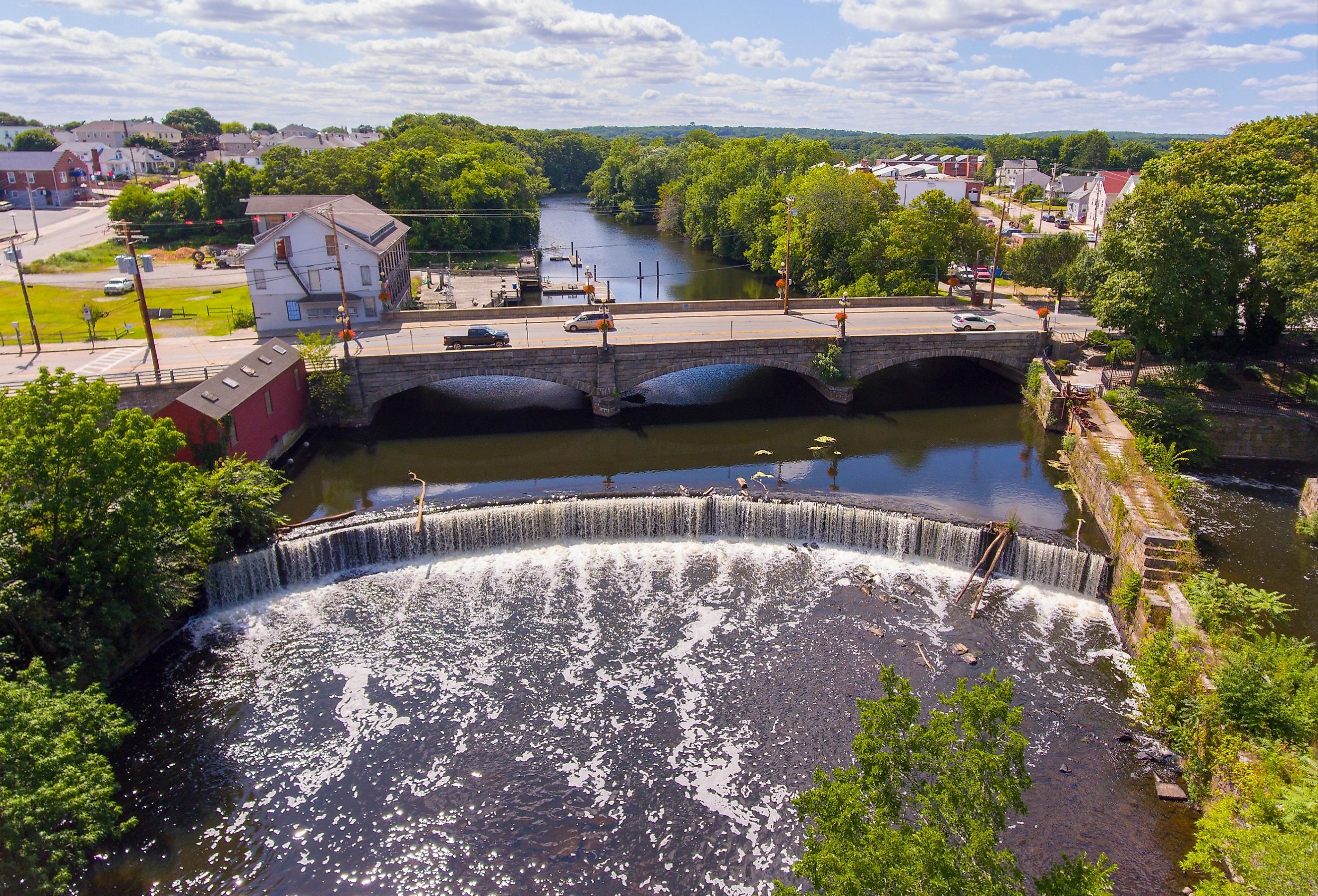 Blackstone River and bridge through Cumberland, Rhode Island.