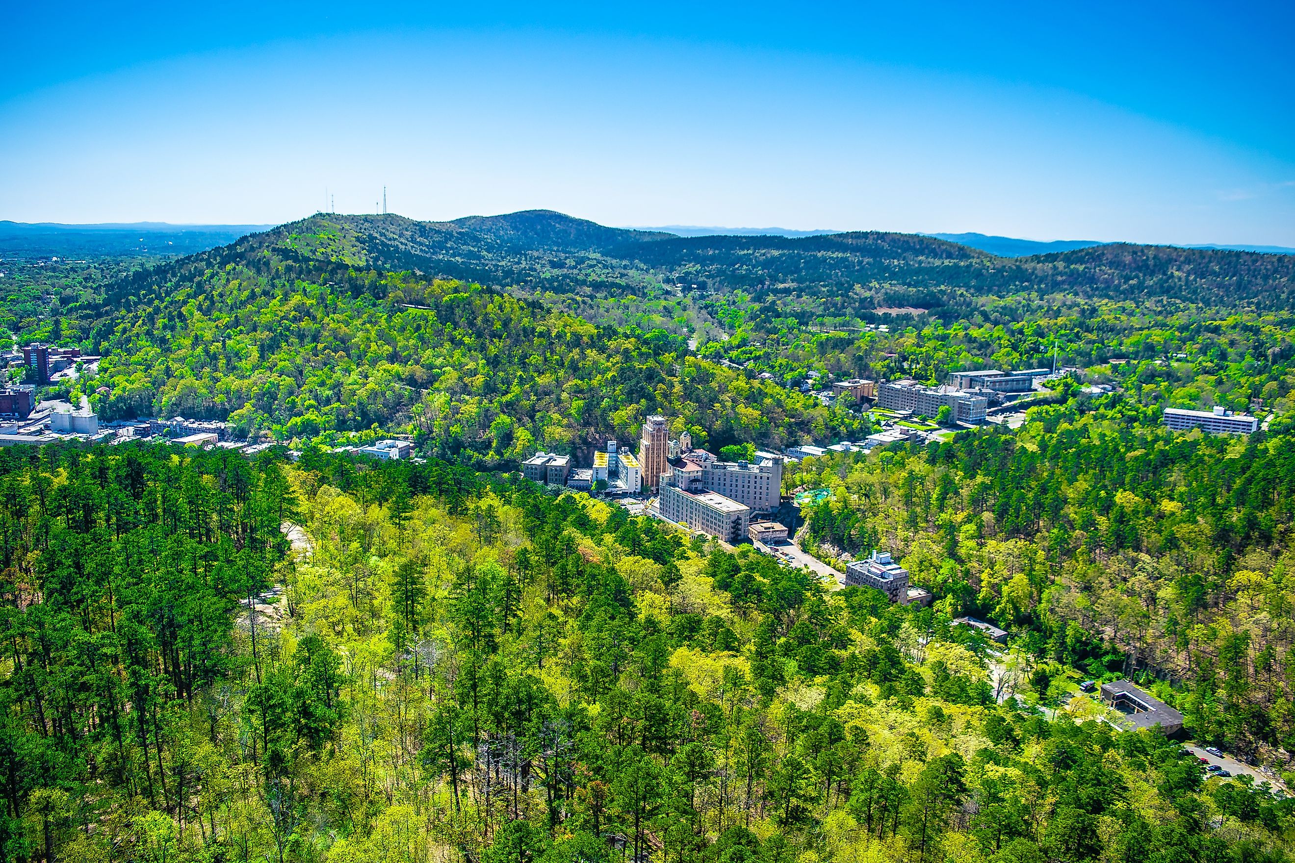 Aerial view of Hot Springs National Park in Arkansas