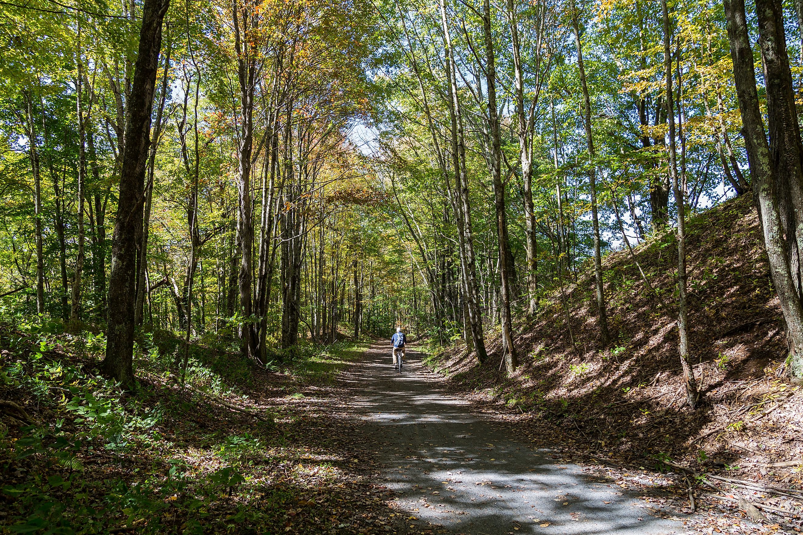 The Virginia Creeper Trail, the most popular bike route in the region. Abingdon, Virginia.