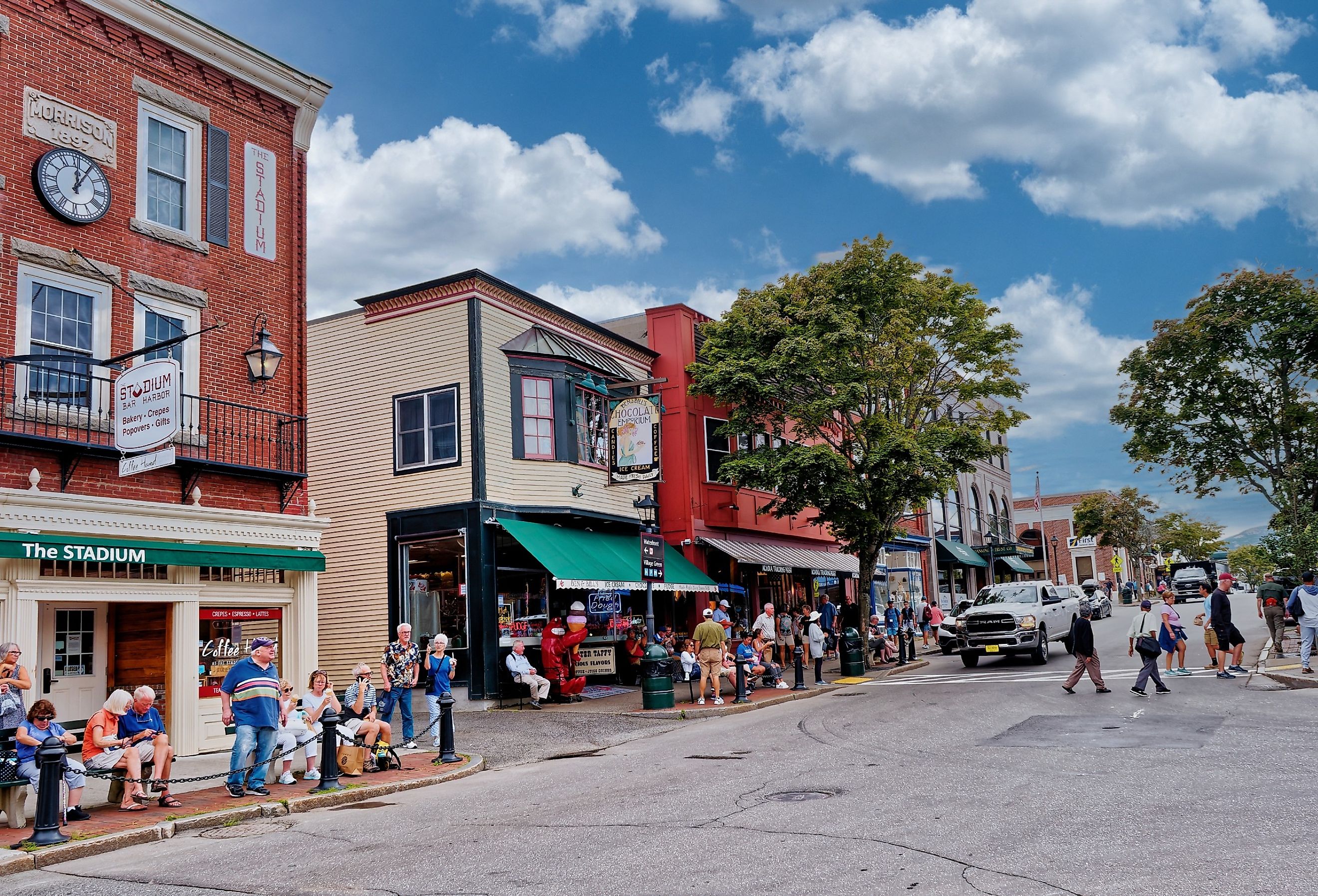 Downtown street in Bar Harbor, Maine. Image credit Darryl Brooks via Shutterstock