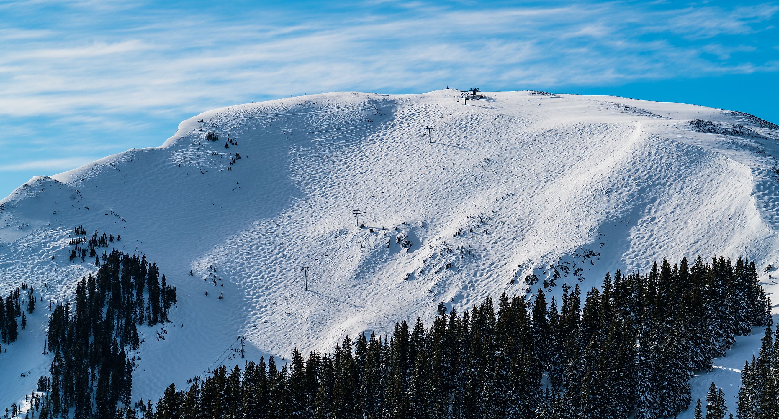 Kachina Peak above Taos, New Mexico, a winter sport wonderland with steep slopes.