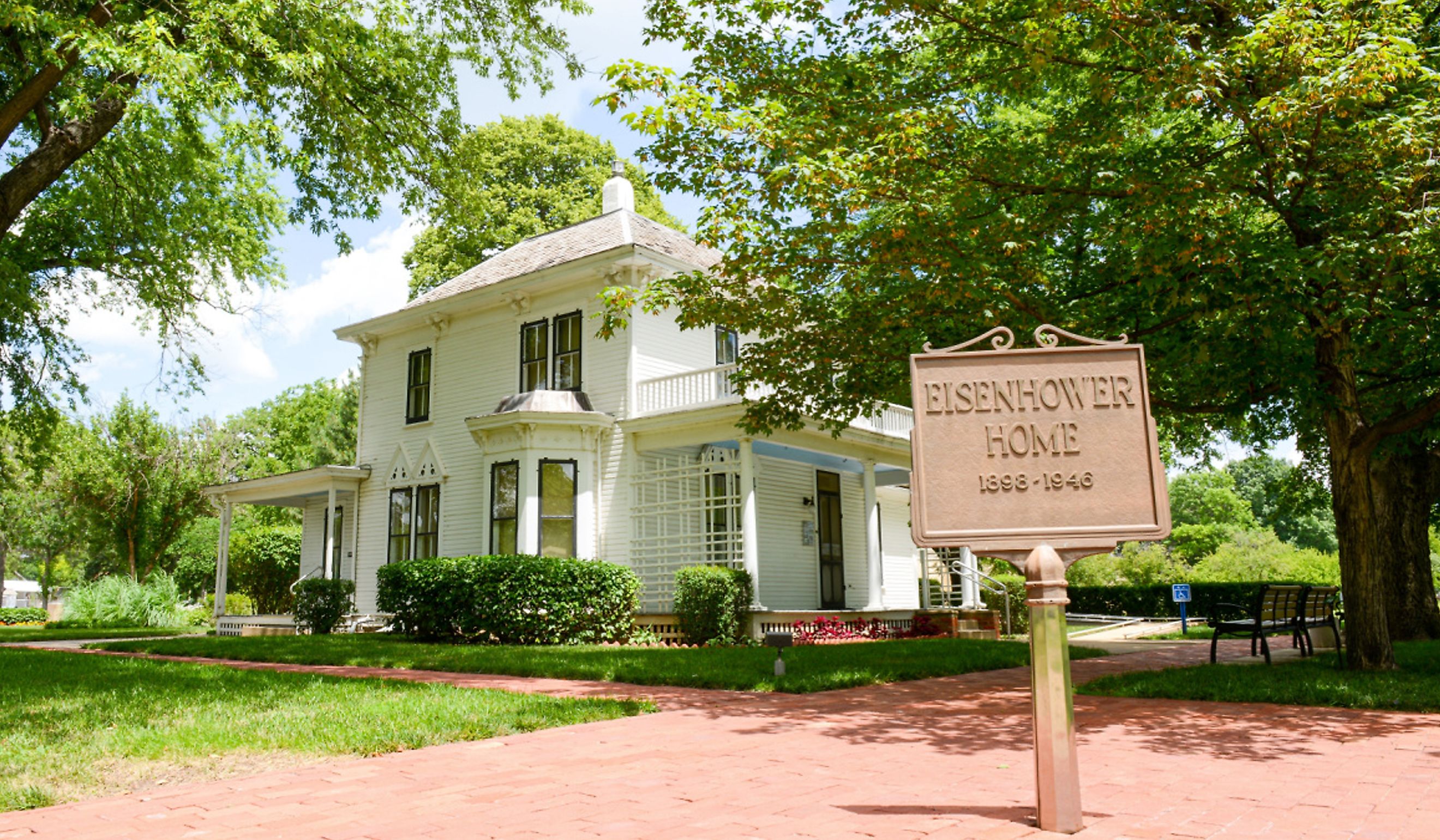 View of the Eisenhower Home in Abilene, Kansas. Editorial credit: spoonphol / Shutterstock.com