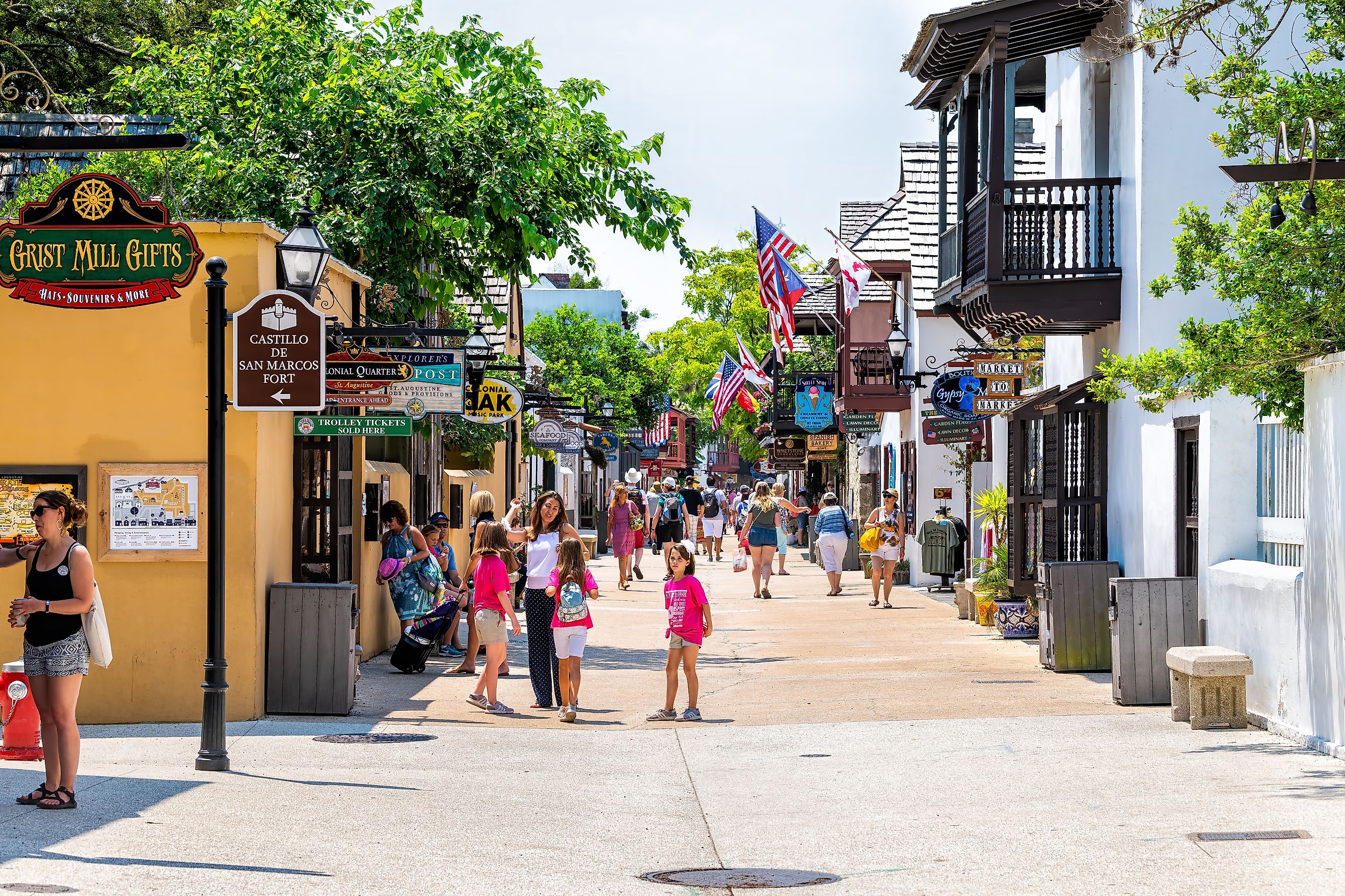 people walking on George Street in downtown St. Augustine, Florida, via Andriy Blokhin / Shutterstock.com