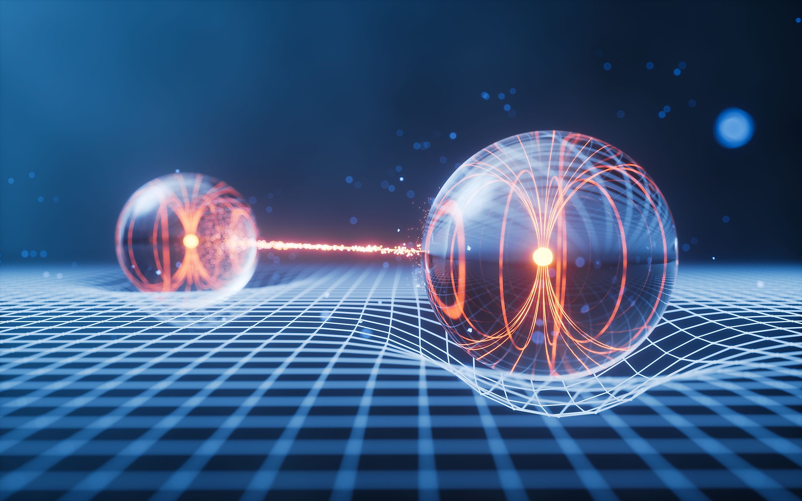 Physics quantum and quantum entanglement, 3d rendering. 3D illustration.