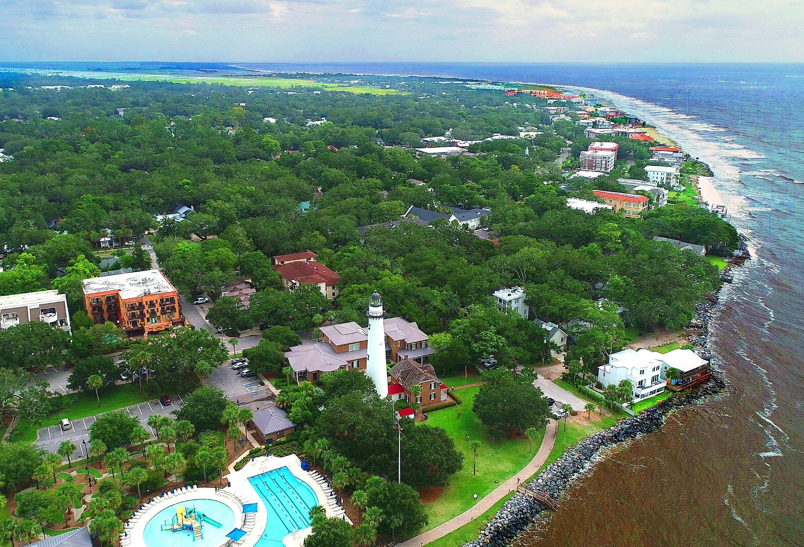 The St. Simons Island Light is a lighthouse on the southern tip of St. Simons Island, Georgia. Image credit Dennis MacDonald via Shutterstock