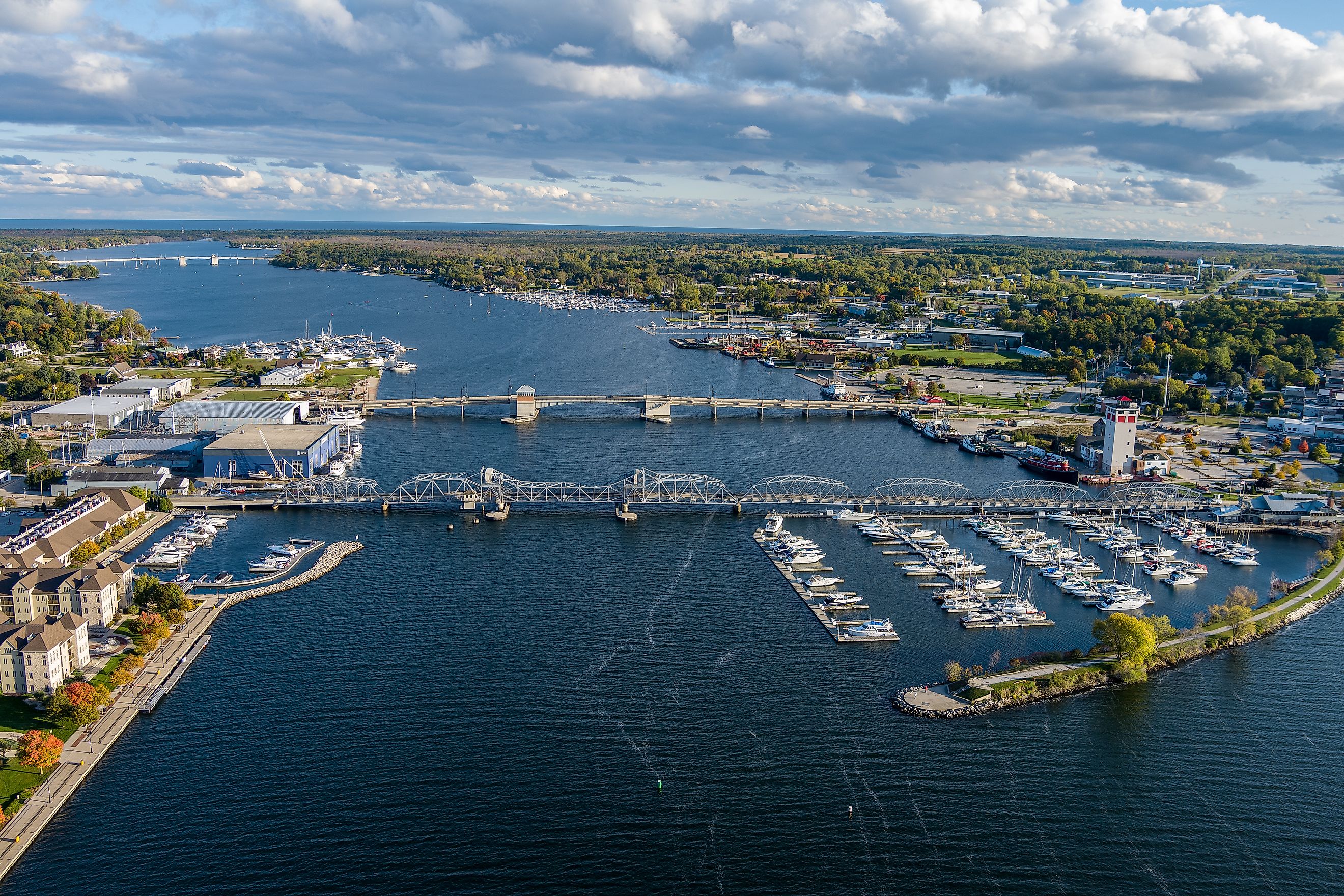 Aerial view of Sturgeon Bay, Wisconsin.